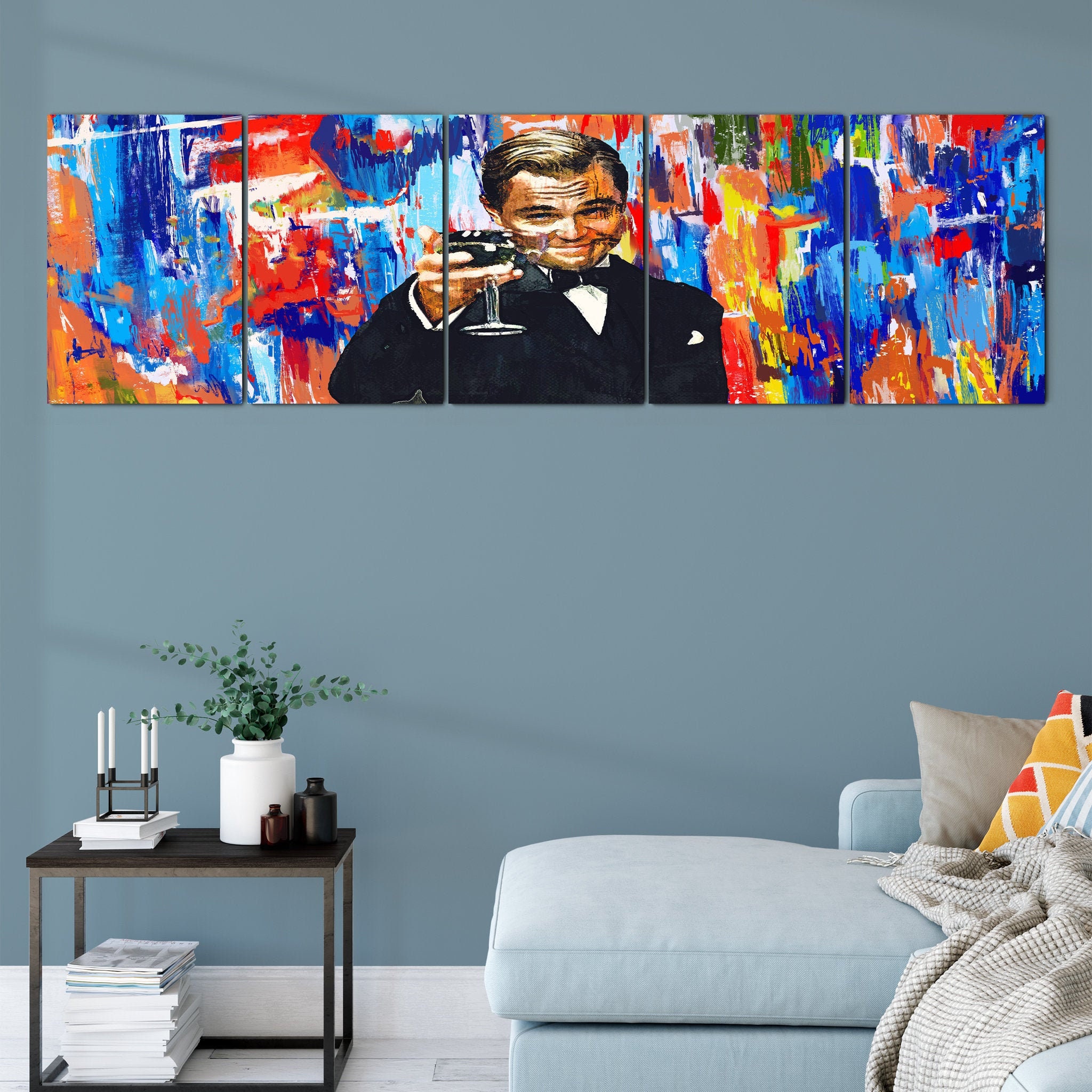 5 Pièces Wall Art - Multi Panneau Framed Canvas Loup de Toile Street, Wall Street Affiche Parfaite I