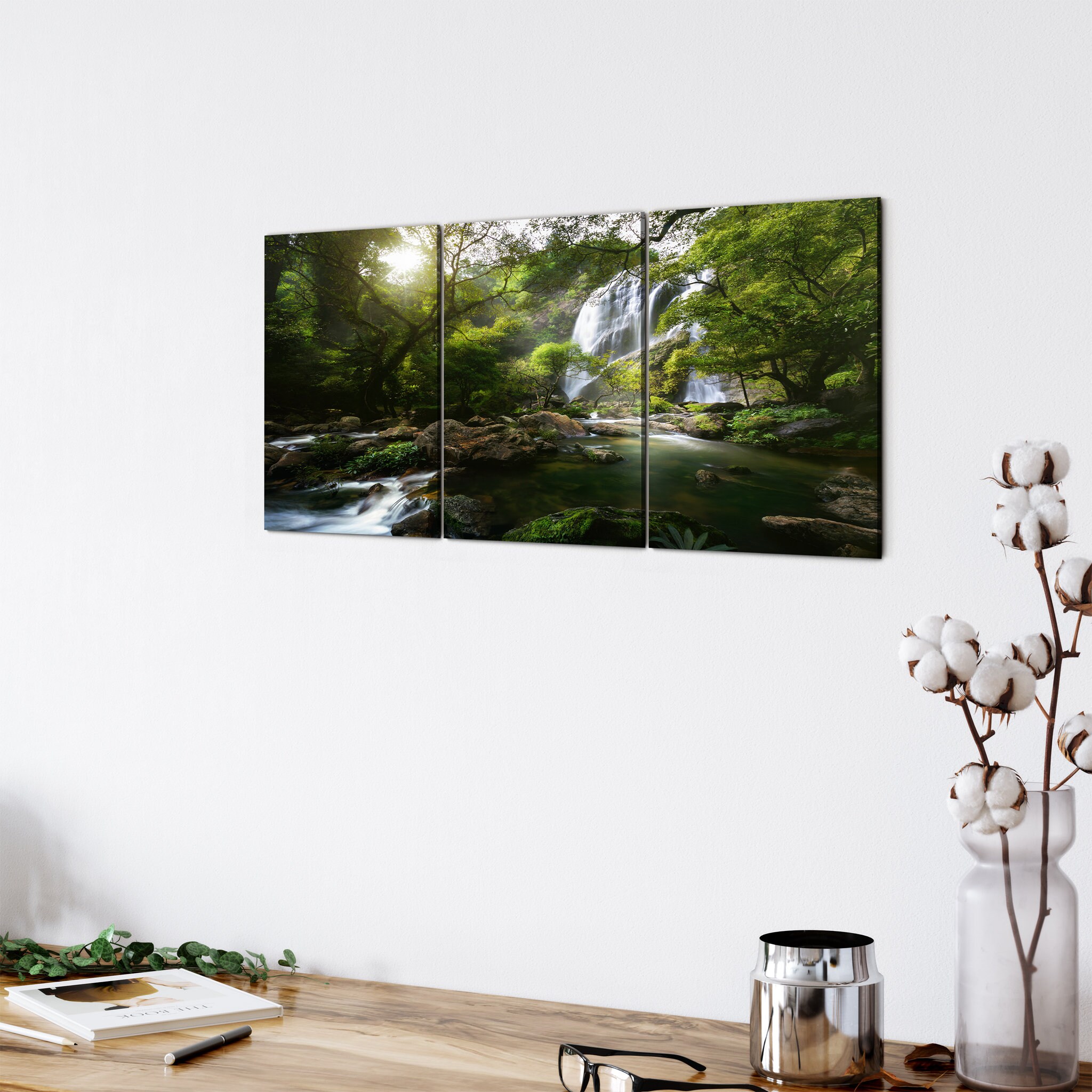 Ruisseau de Montagne Art Mural sur Toile - Forêt d'arbre