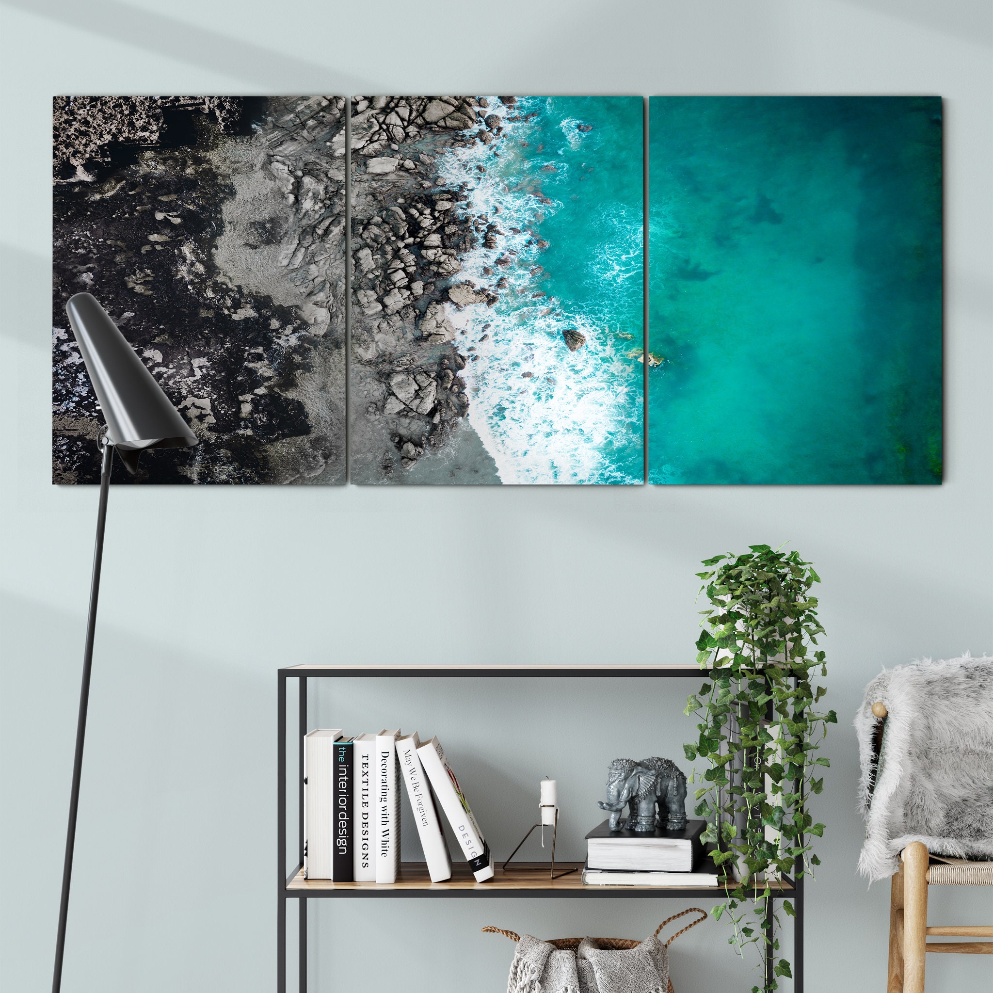 Shore Coast Mountain - Cadeau de Crémaillère | Aerial Beach Wall Art Prints Art Toile Surdimensionné