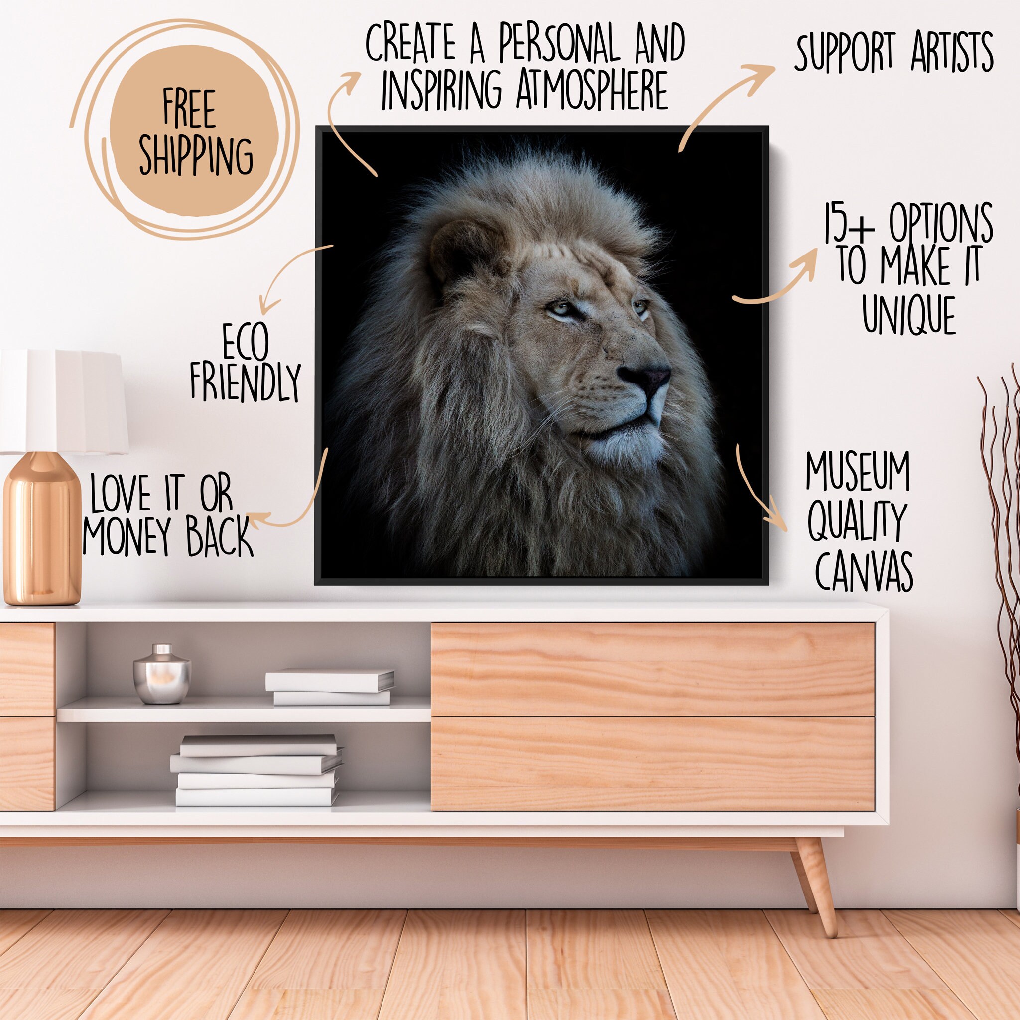 Proud Lion Canvas Art Mural - Lion Wall Animal Art