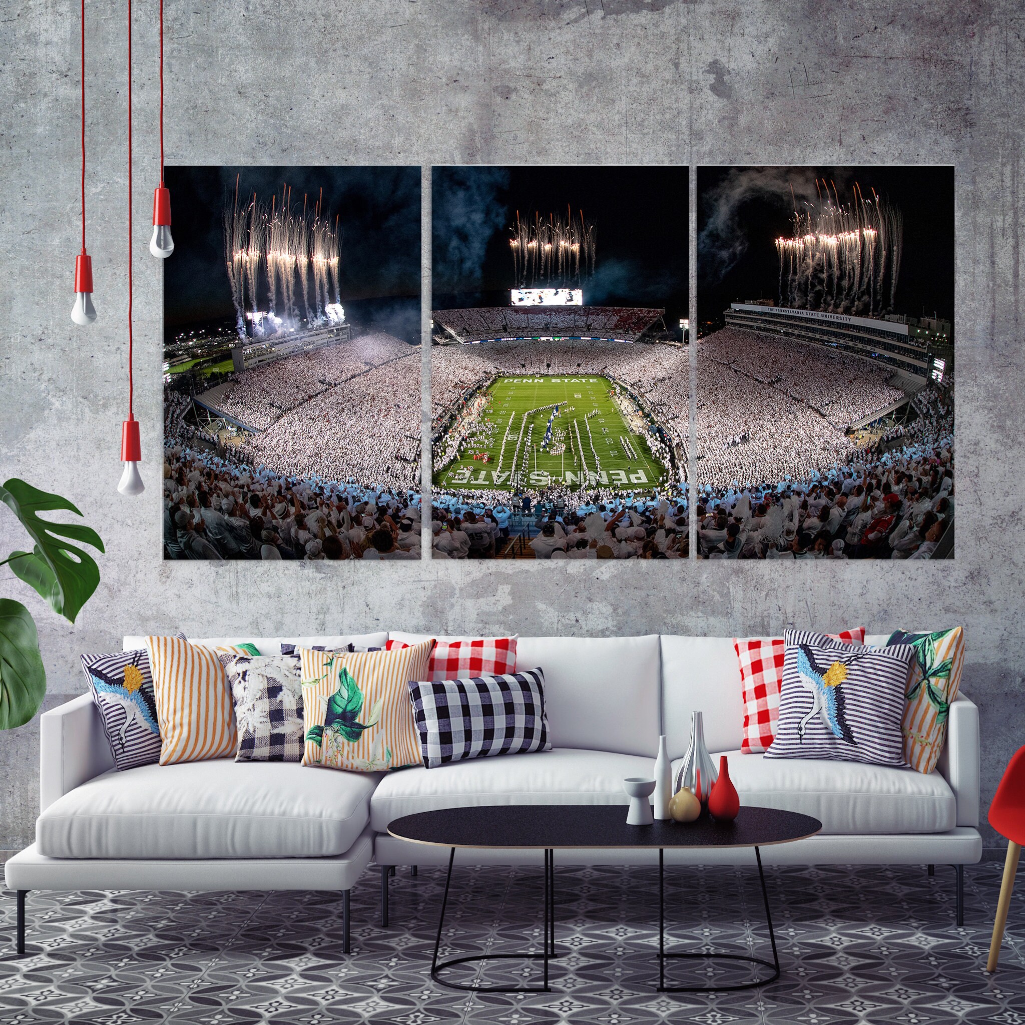 Extra Large Wall Art Sport, Penn State Football Stadium Canvas, Multi Panel Art, Nittany Lions Beave