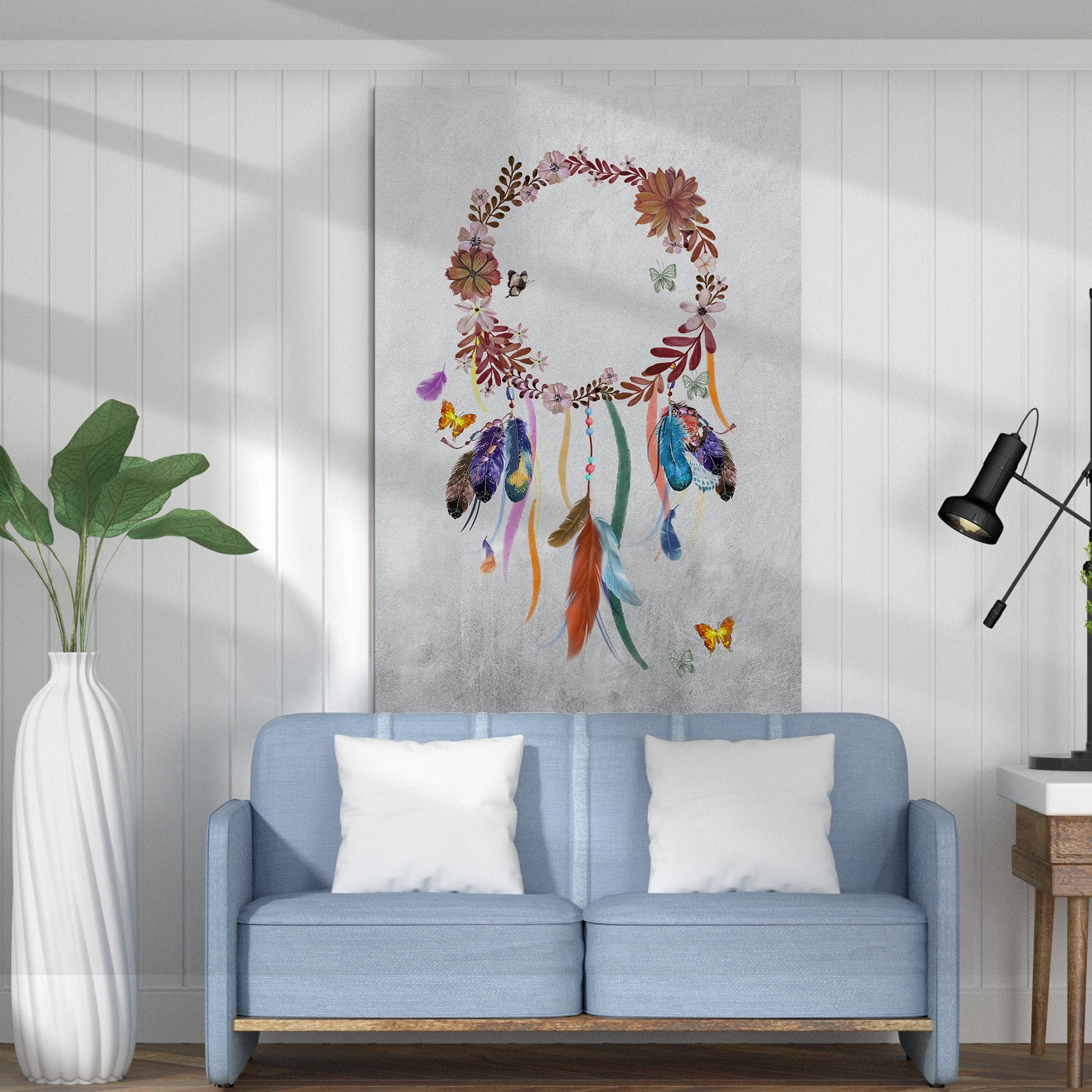 Aquarelle Capteur de Rêves - Aquarelle Art Mural Coloré Abstrait