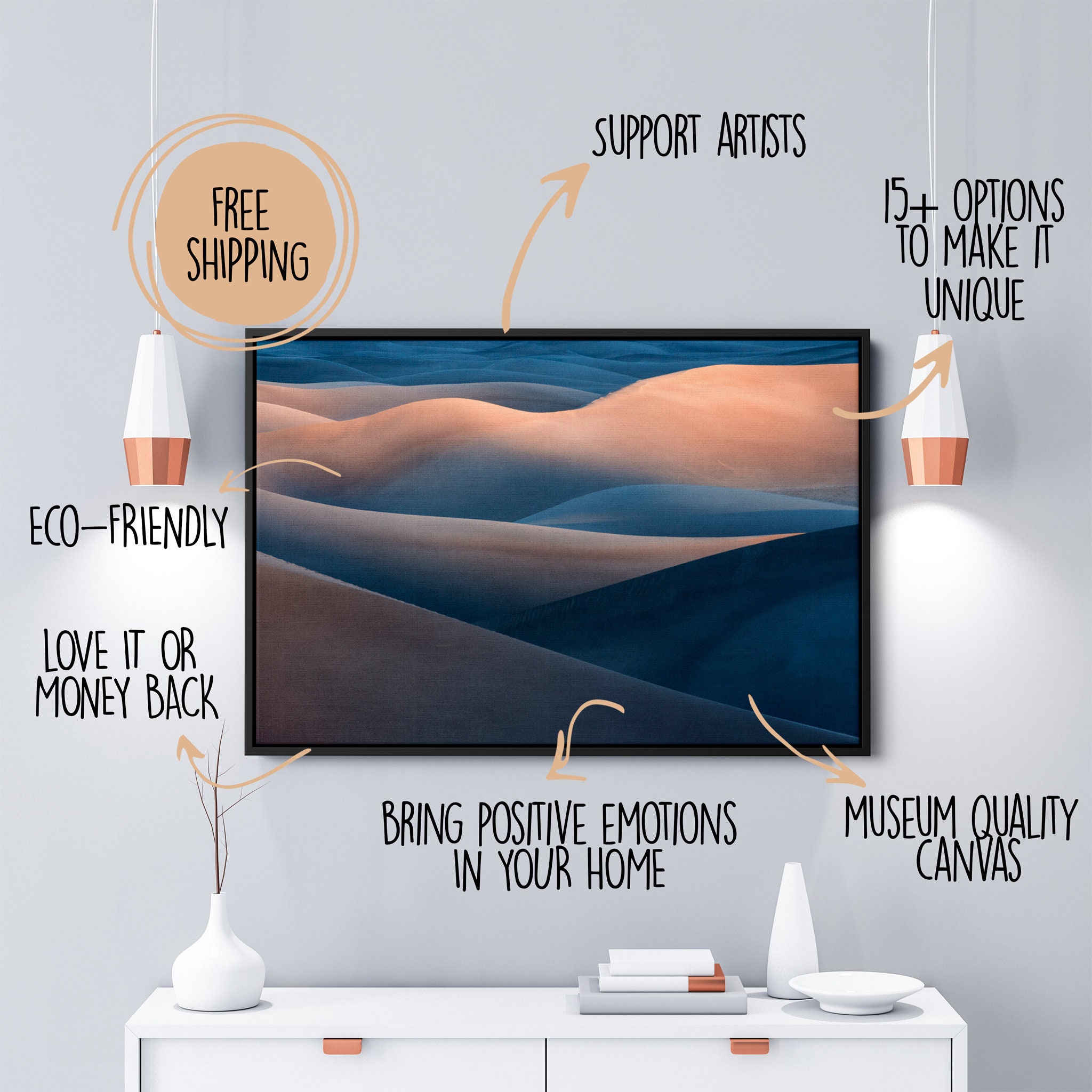 Gamme de Couleurs Art Mural sur Toile - Du Désert Abstrait Paysage