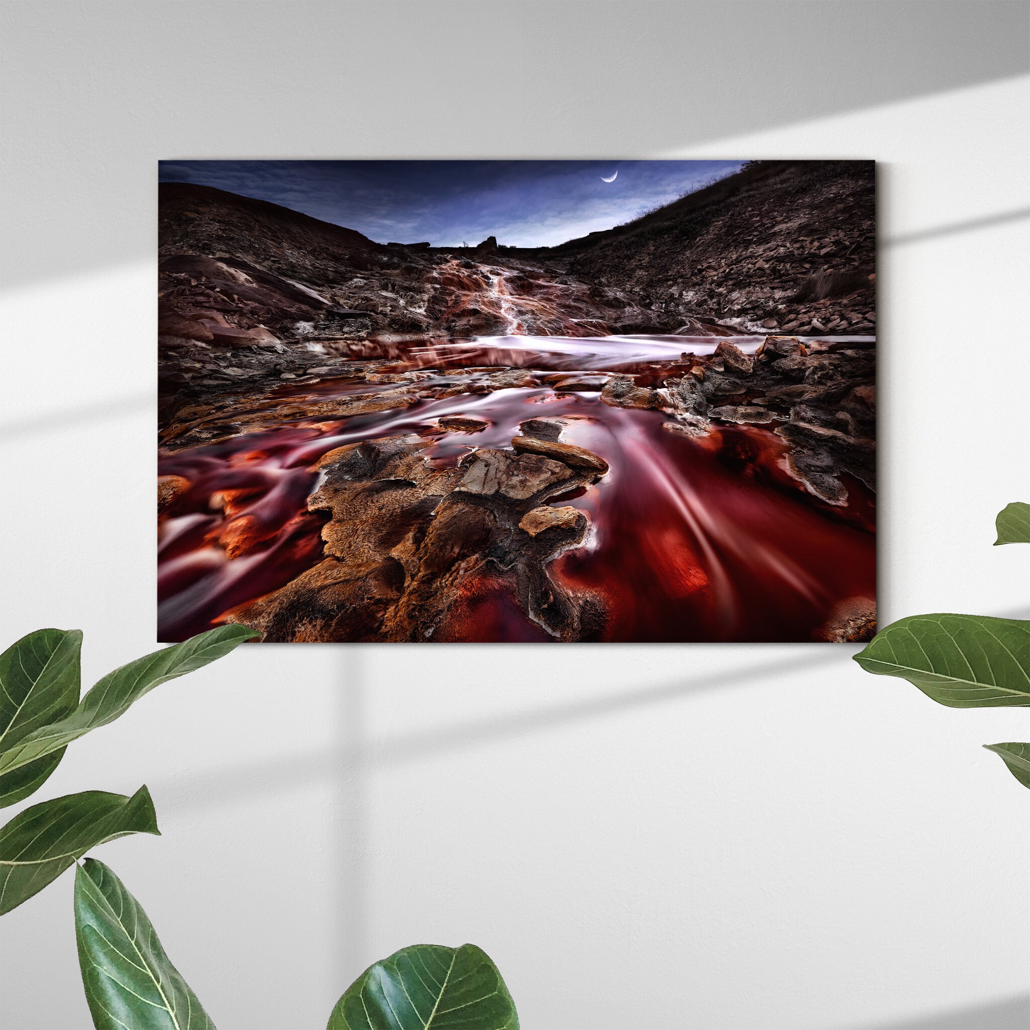 Last Lights in Rio Tinto Iii | Red River Art Mural sur Toile - Aquarelle Aquarelle