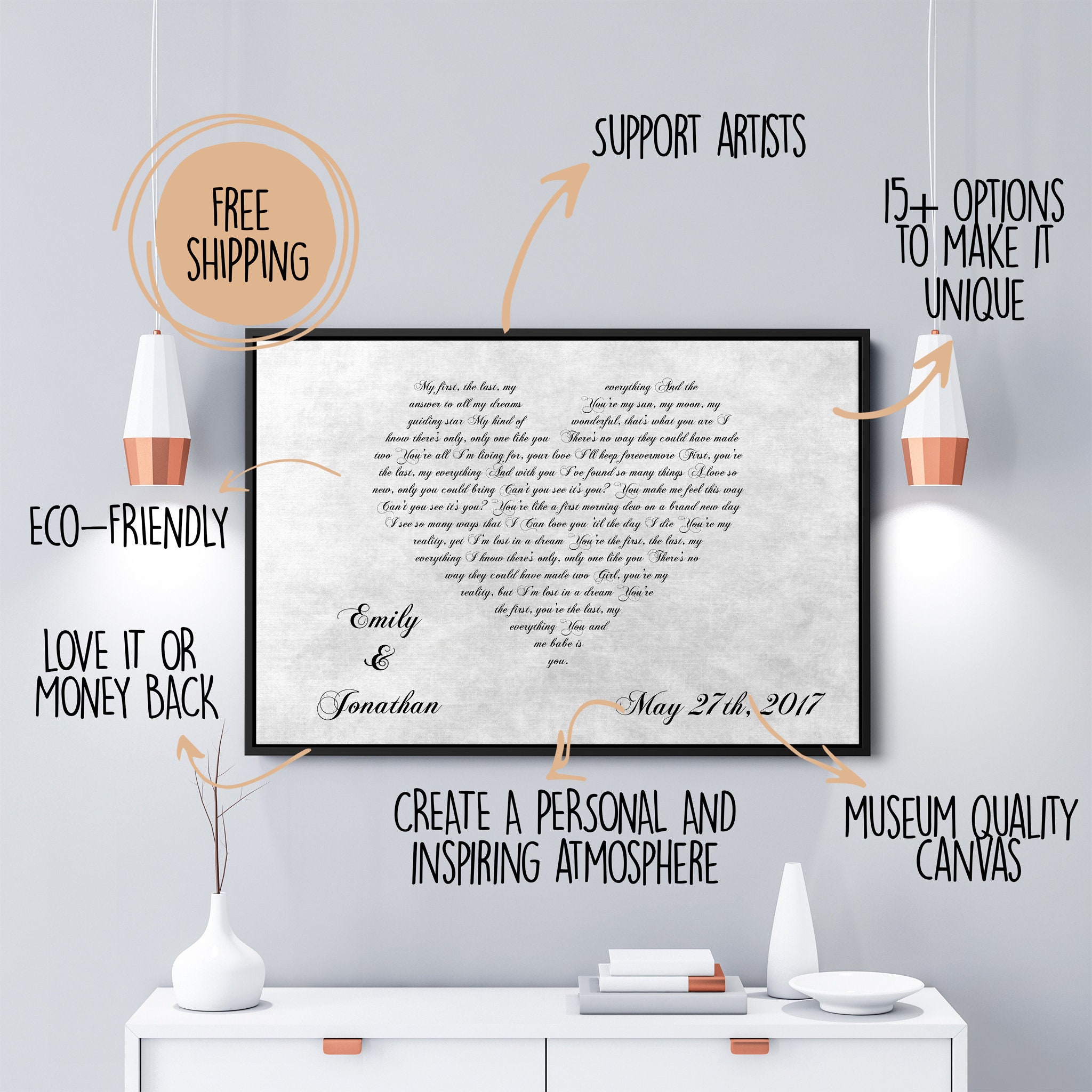 First Dance Lyrics On Canvas 1 - Your Wedding Song Canvas, First Song, Heart Lyrics, Anniversary Gif