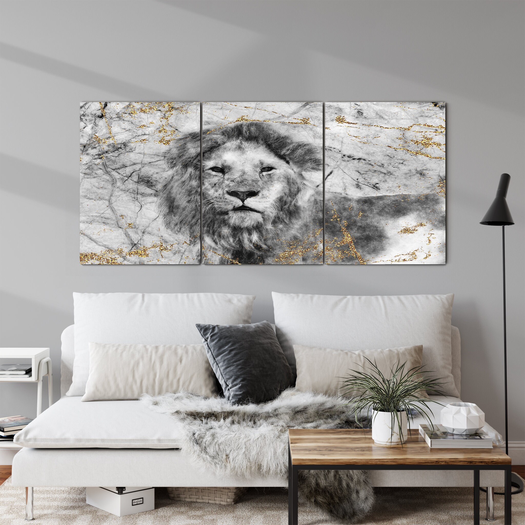 Lion d'or - Art Mural Lion Animalier