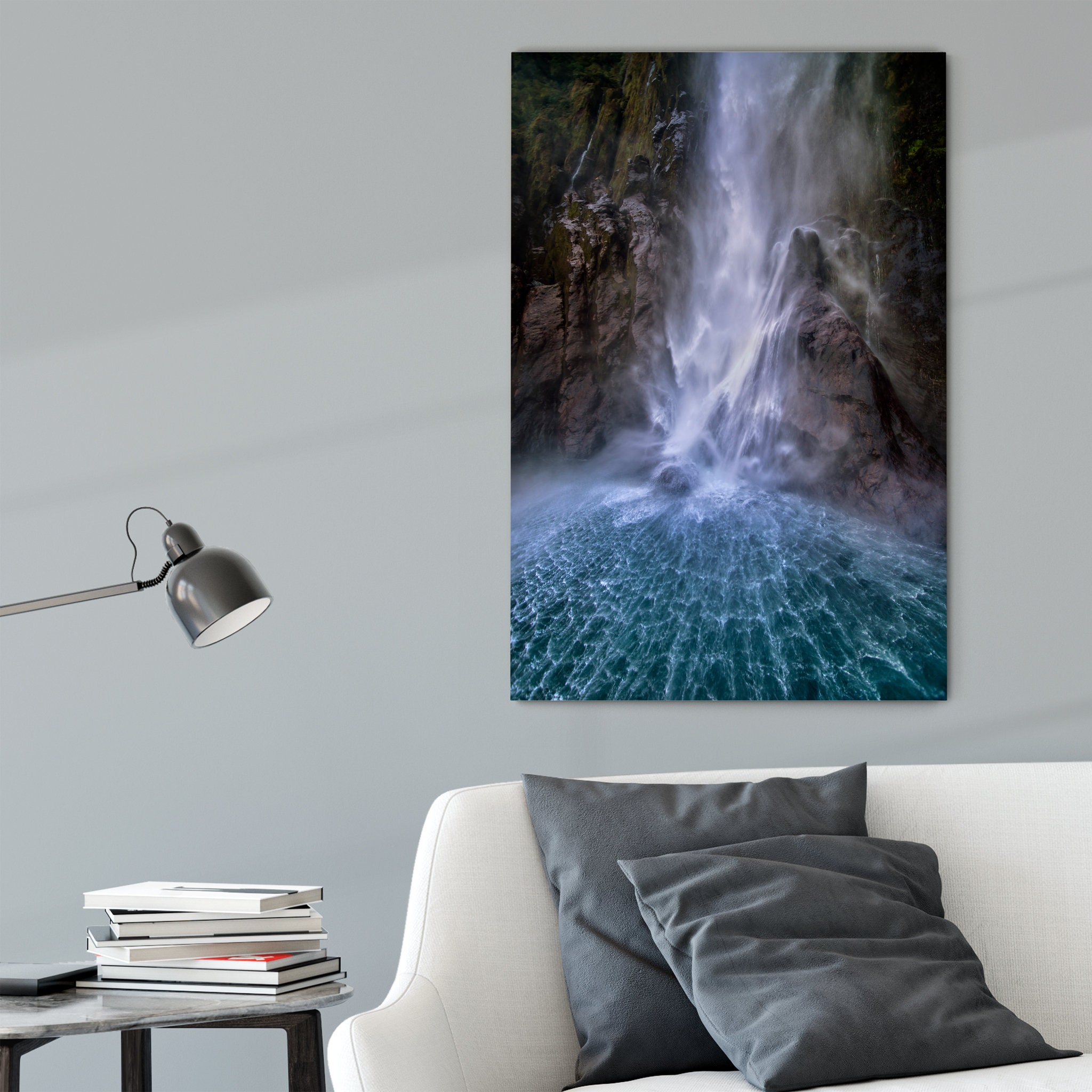 stirling Falls Le Long de Milford Sound Canvas Art Mural - Photographie Cascade Photographie d'eau C