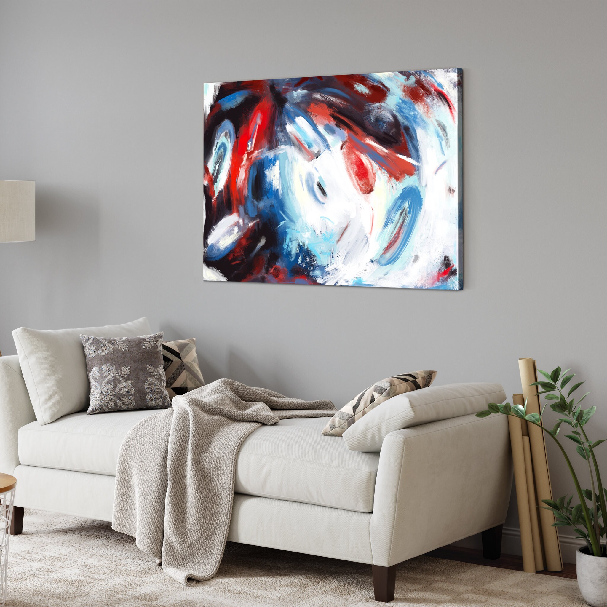 Colorfull Storm - Peinture Abstraite Art Moderne Wall Print Extra Large Canvas Framed Art