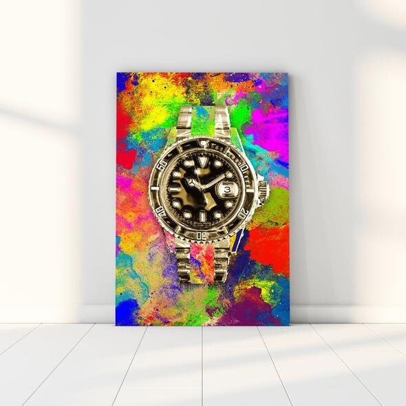 Golden Watch- Watch Art/Wolf Of Wall Street Painting - Loup de Toile Street, Affiche Montre Luxueuse