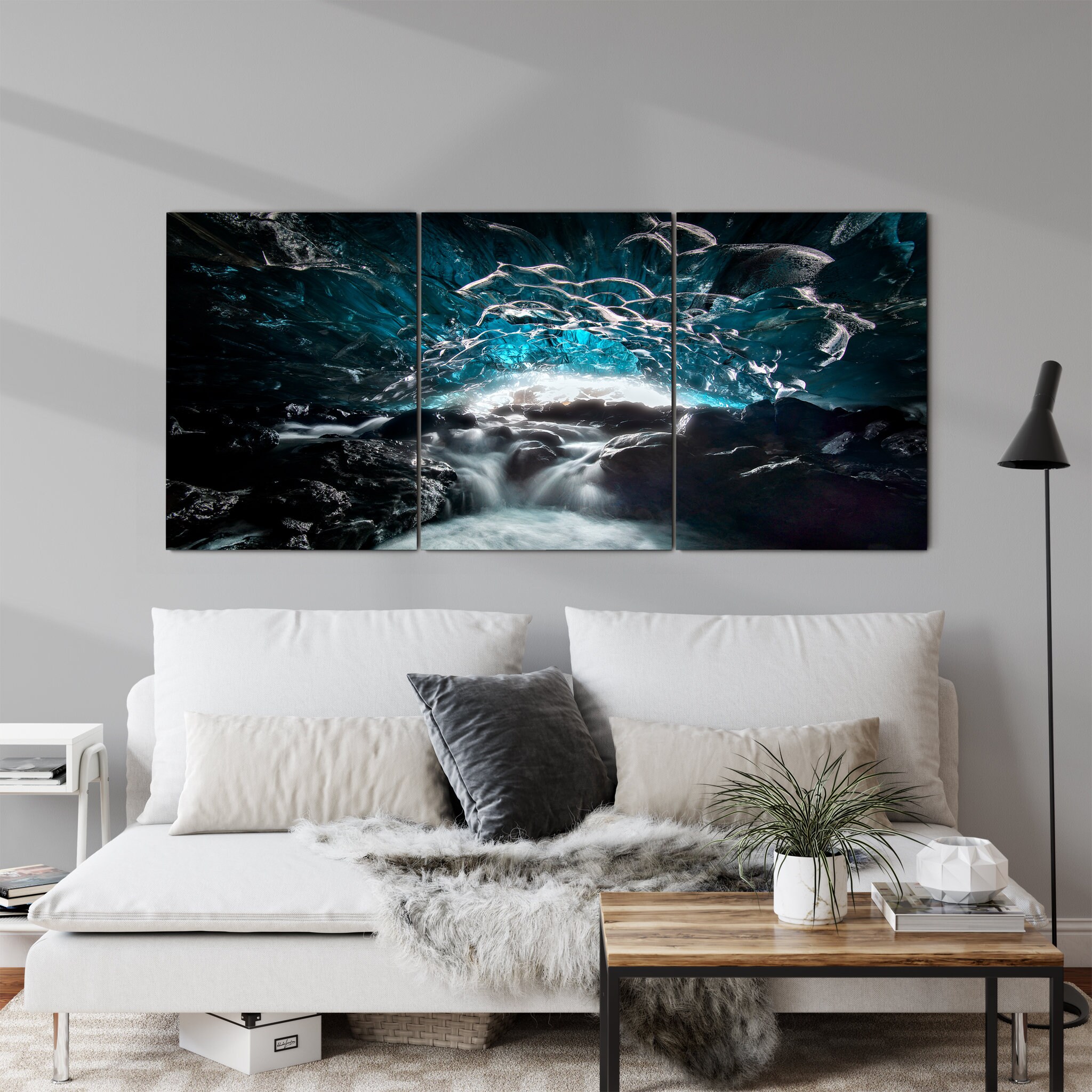 Blue Glacier Cave Canvas Art Mural - Photographie de Grotte Glacier