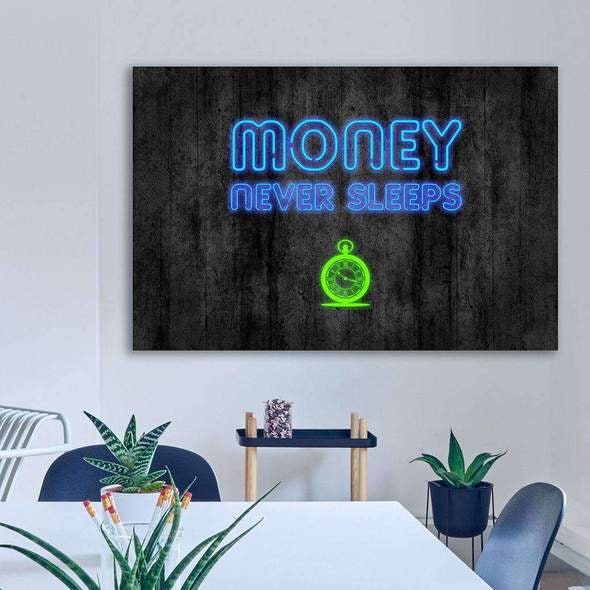 Money Never Sleeps Neon Wall Art Neon Wall Art Print & Neon | Etsy