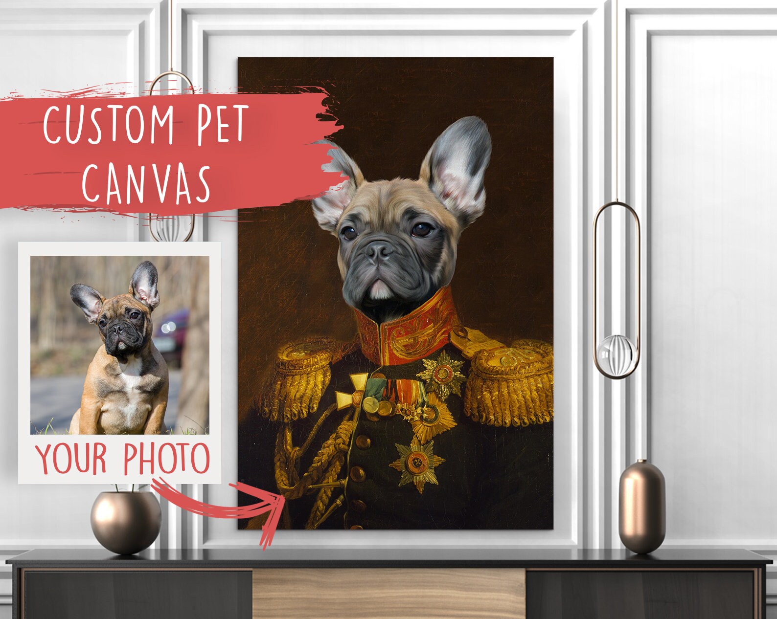 Toile de Portrait d'animal Familier Personnalisée, Le Vétéran. Portrait Chien Commission, Portraits 