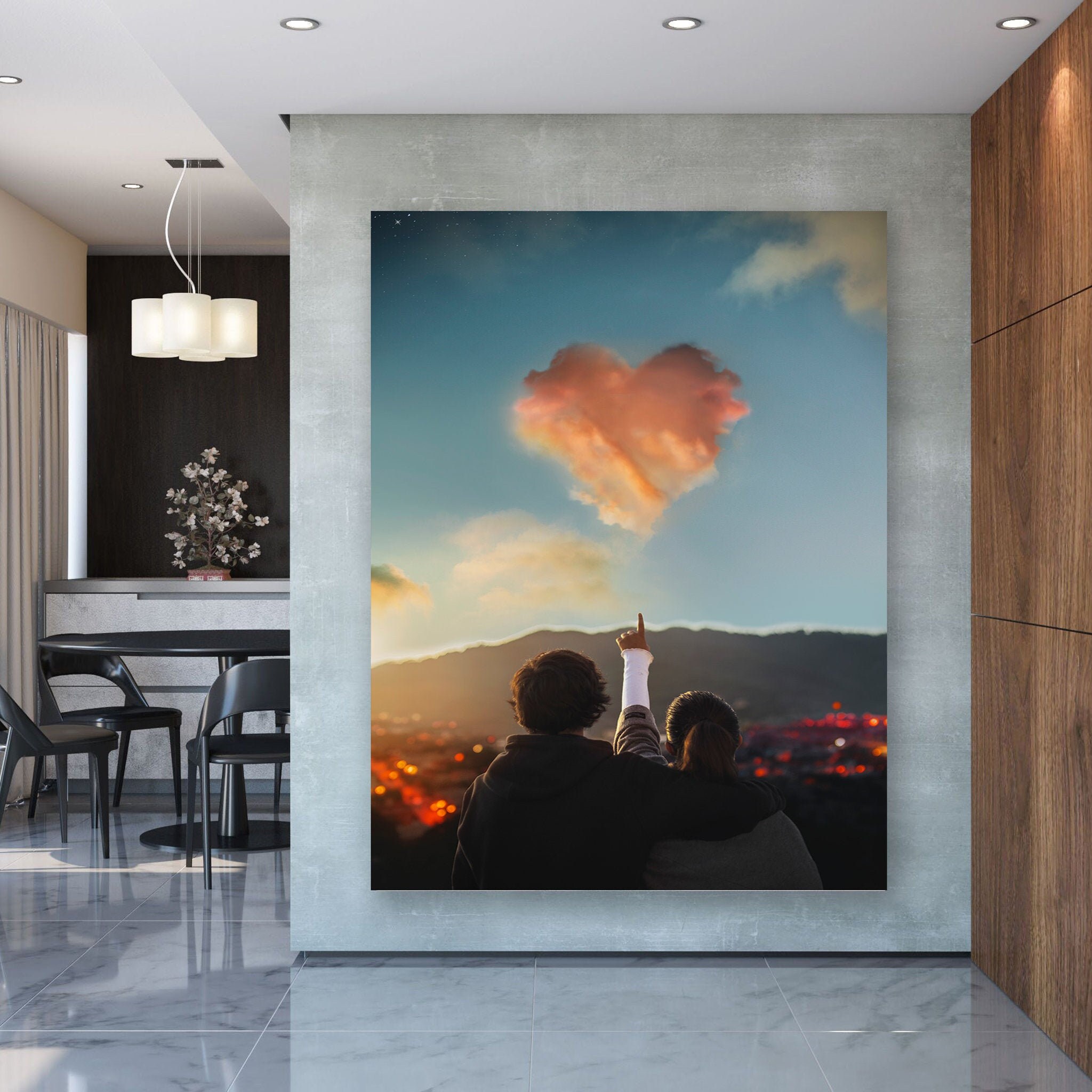 Fly Love -Love Toile d'art Mur - Mural Surréaliste Cadeau de Crémaillère Art Pour Chambre à Coucher,