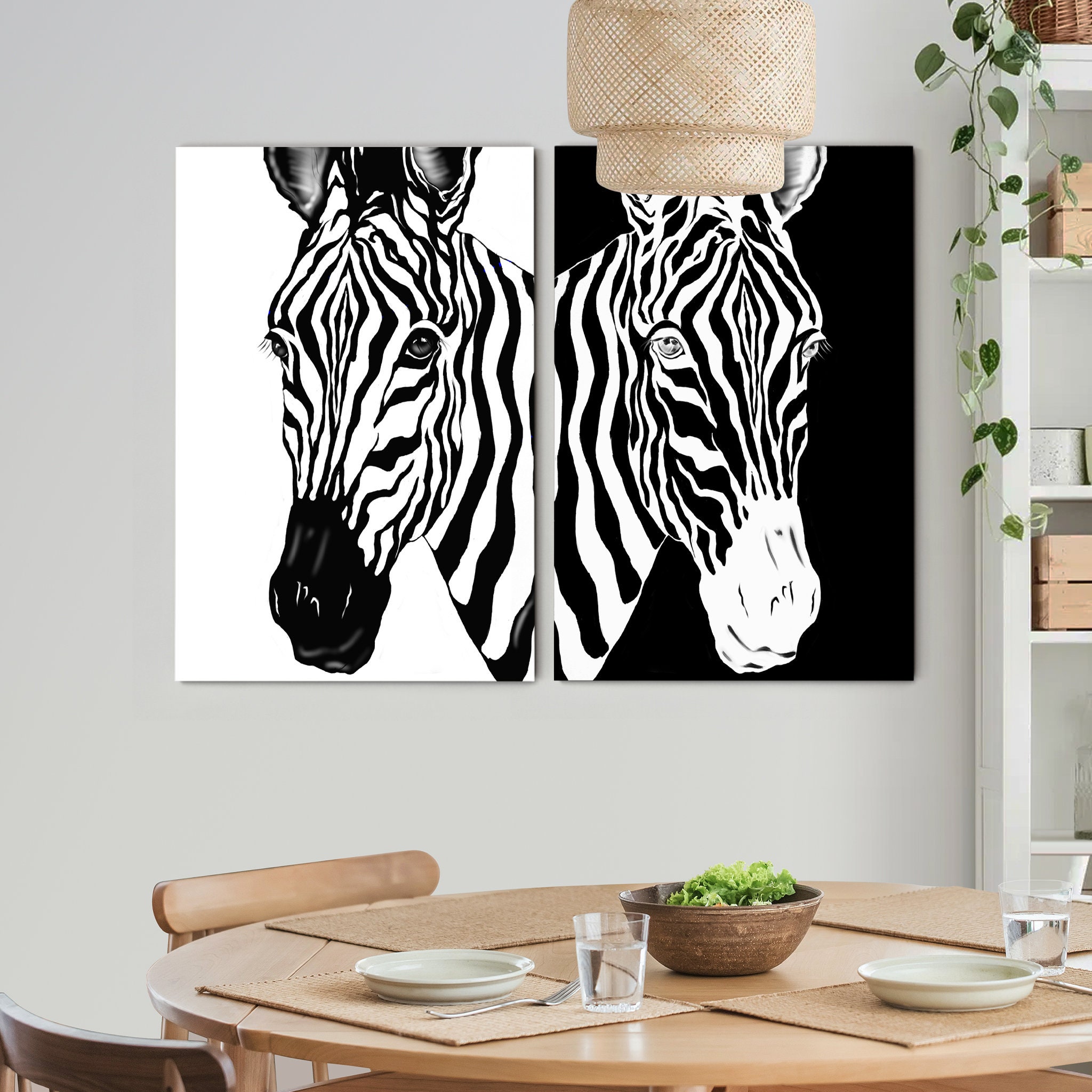 Black & White Zebra | Duo _ Animal Wall Art - Zebra Animal Art