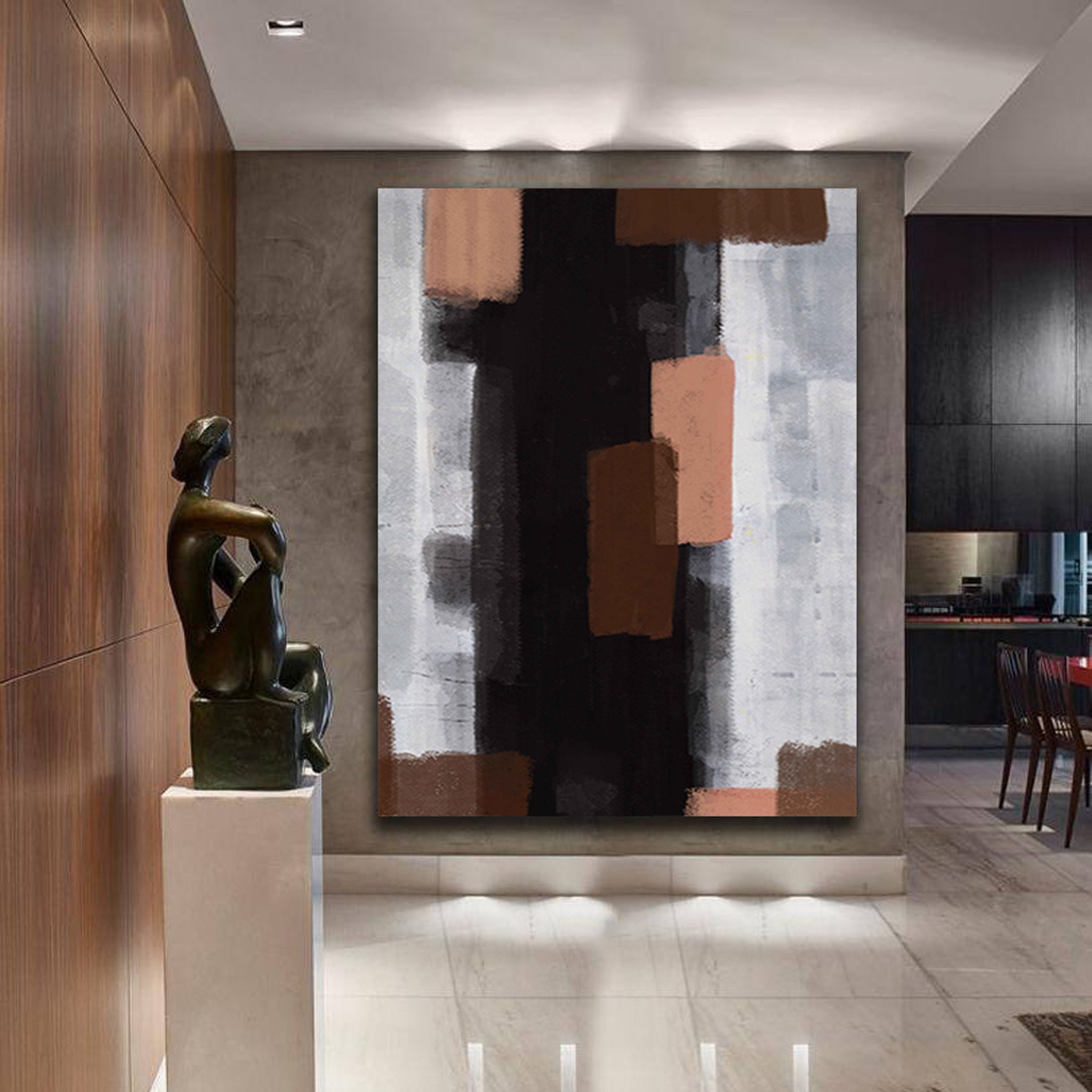 Couloir Noir - Toile Abstraite d'art Mural Estampes Moderne et Grand Art de Pour Le Salon | Mur Abst