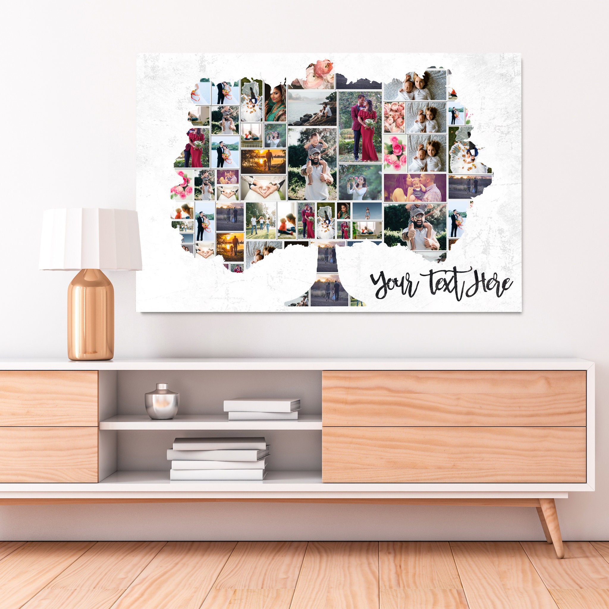 Family Tree Art Canvas - Collage d'arbres Généalogiques d'images Personnalisées Mural Personnalisé P