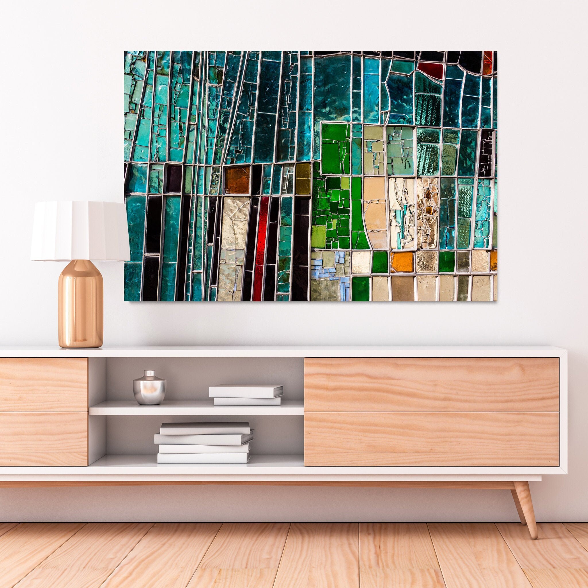 Toile Mosaïque - Toile Abstraite d'art Mural Grand Art de Pour Le Salon | Mur Abstrait Surdimensionn