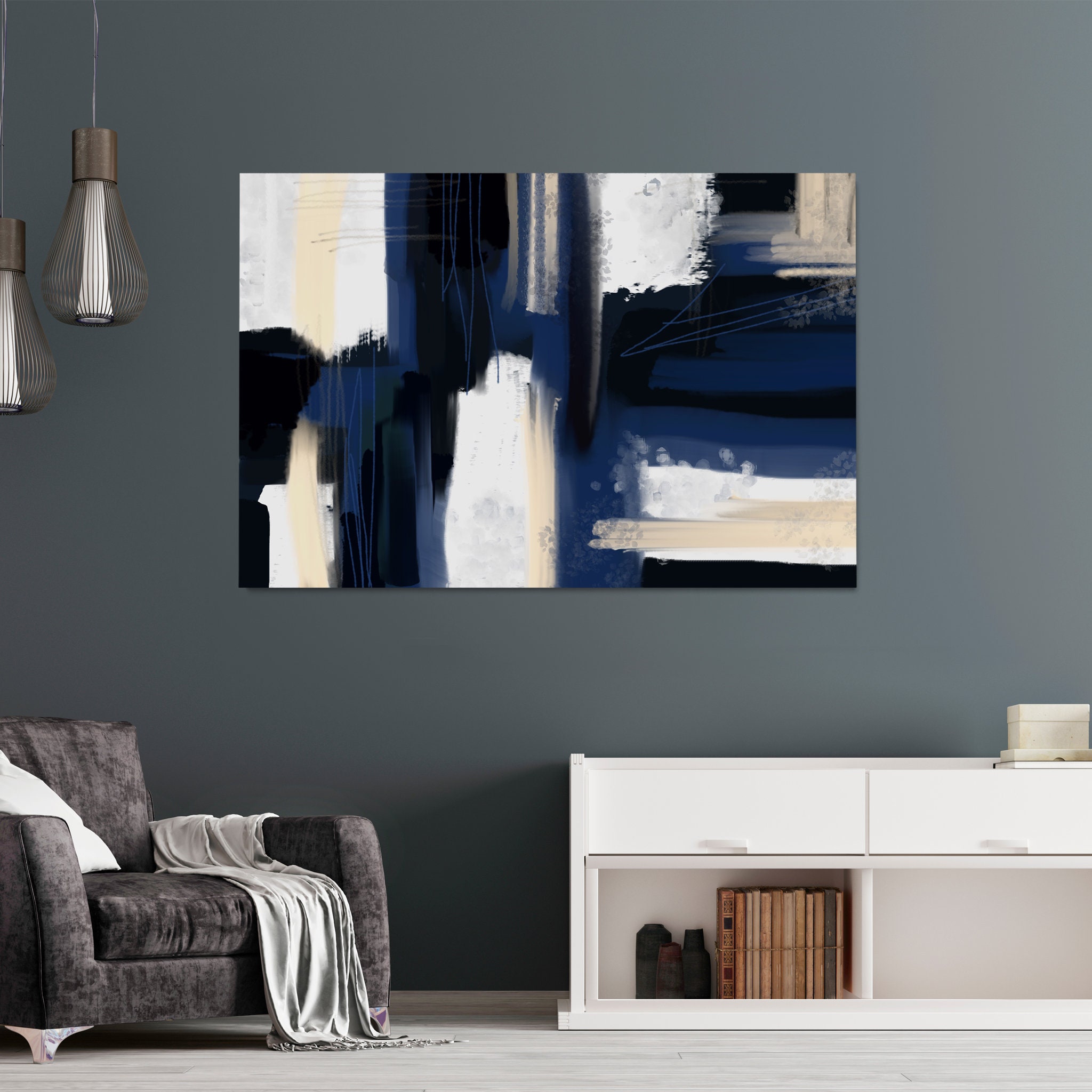 New Some Light in The Night - Encadré Art Print Abstract Modern Prints Big Canva For Living Room | M