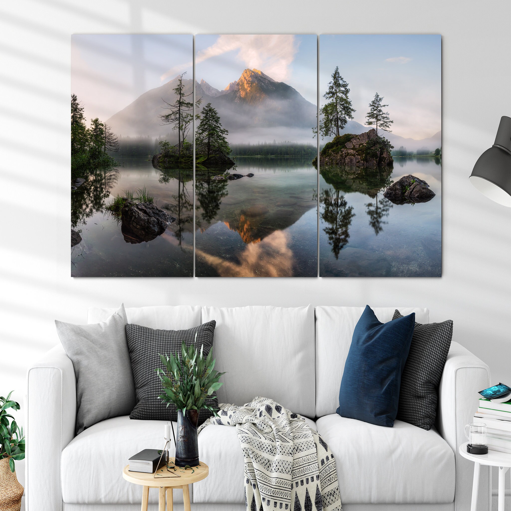 Nature's Awakening Canvas Art Mural - Moutnain Lake Landscape Wall Art