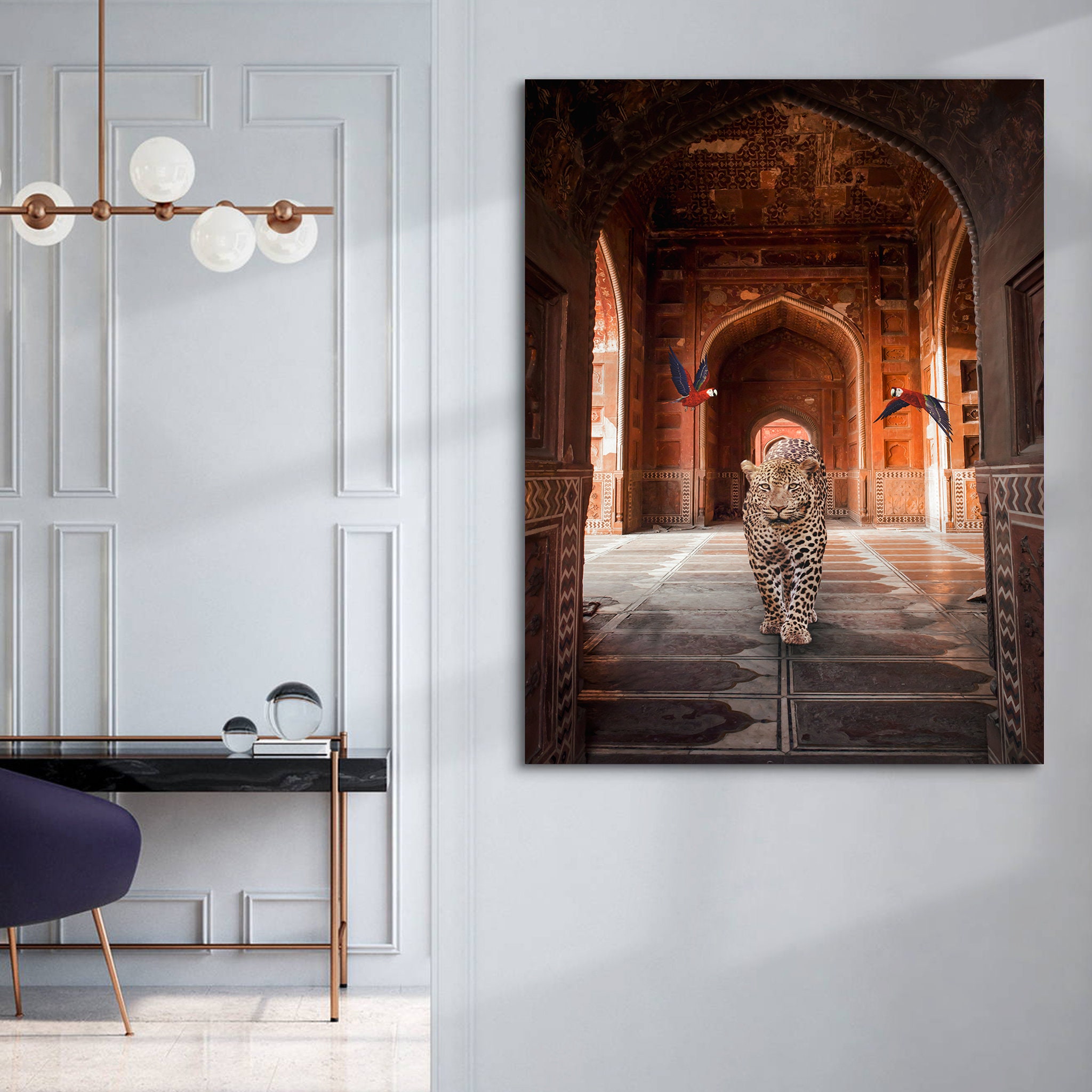 Leopard Taj Mahal - Apportez La Culture à Votre Maison Art Surdimensionné de Mur Toile Cadres d'art 