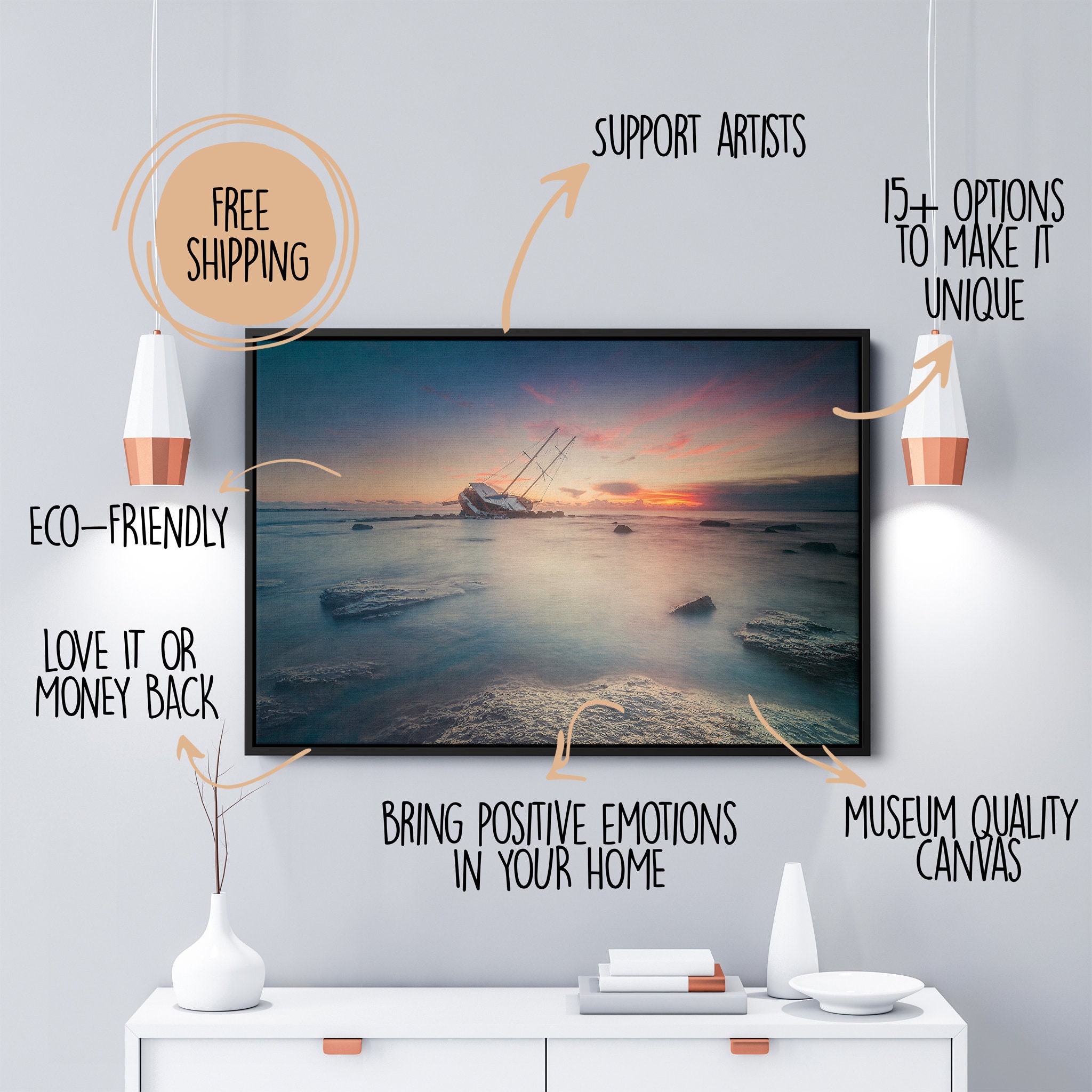 Adrift Canvas Art Mural - Paysage Abstrait Photographie Insulaire