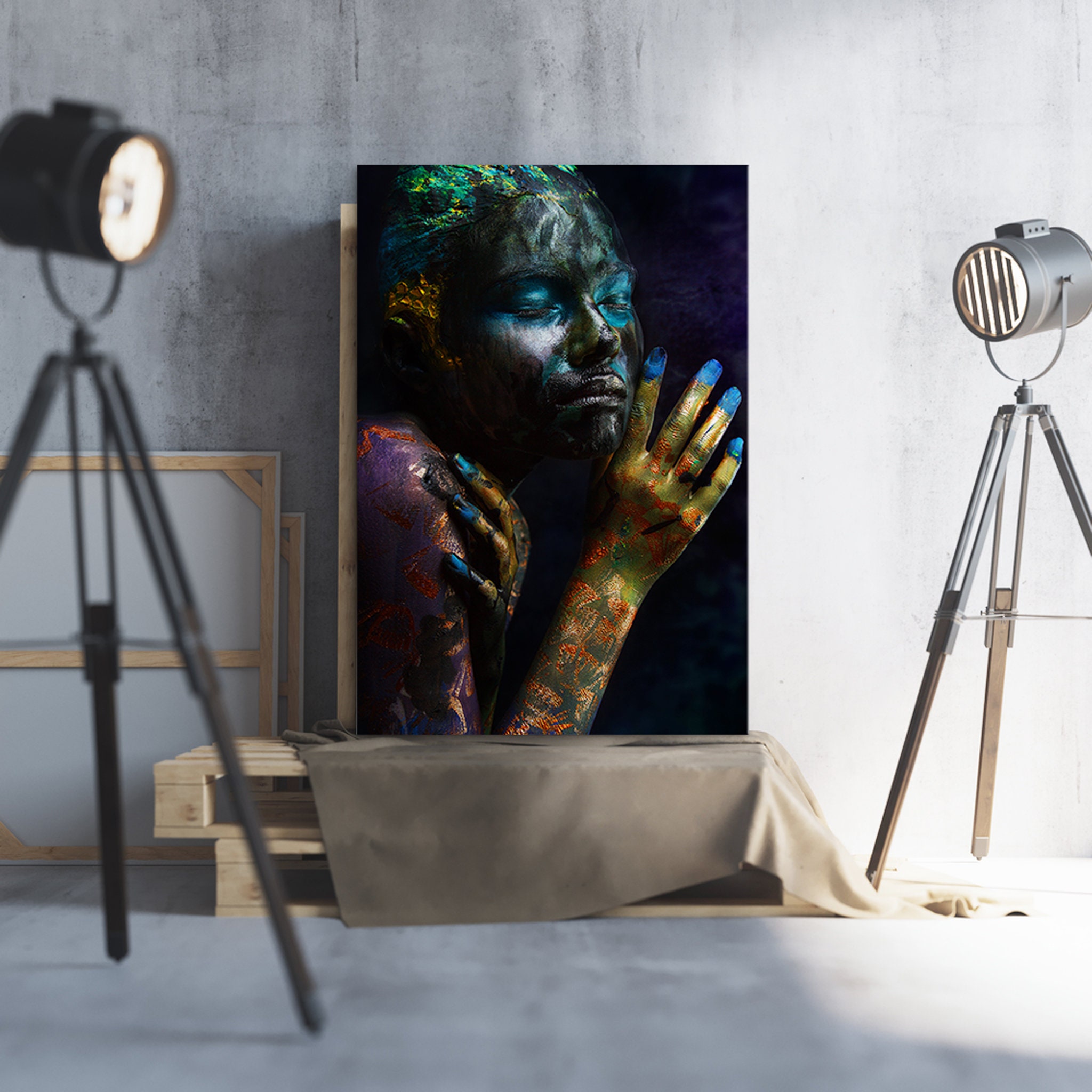 Huile Un Poisson Art Mural sur Toile - Photographie Humaine Art Coloré