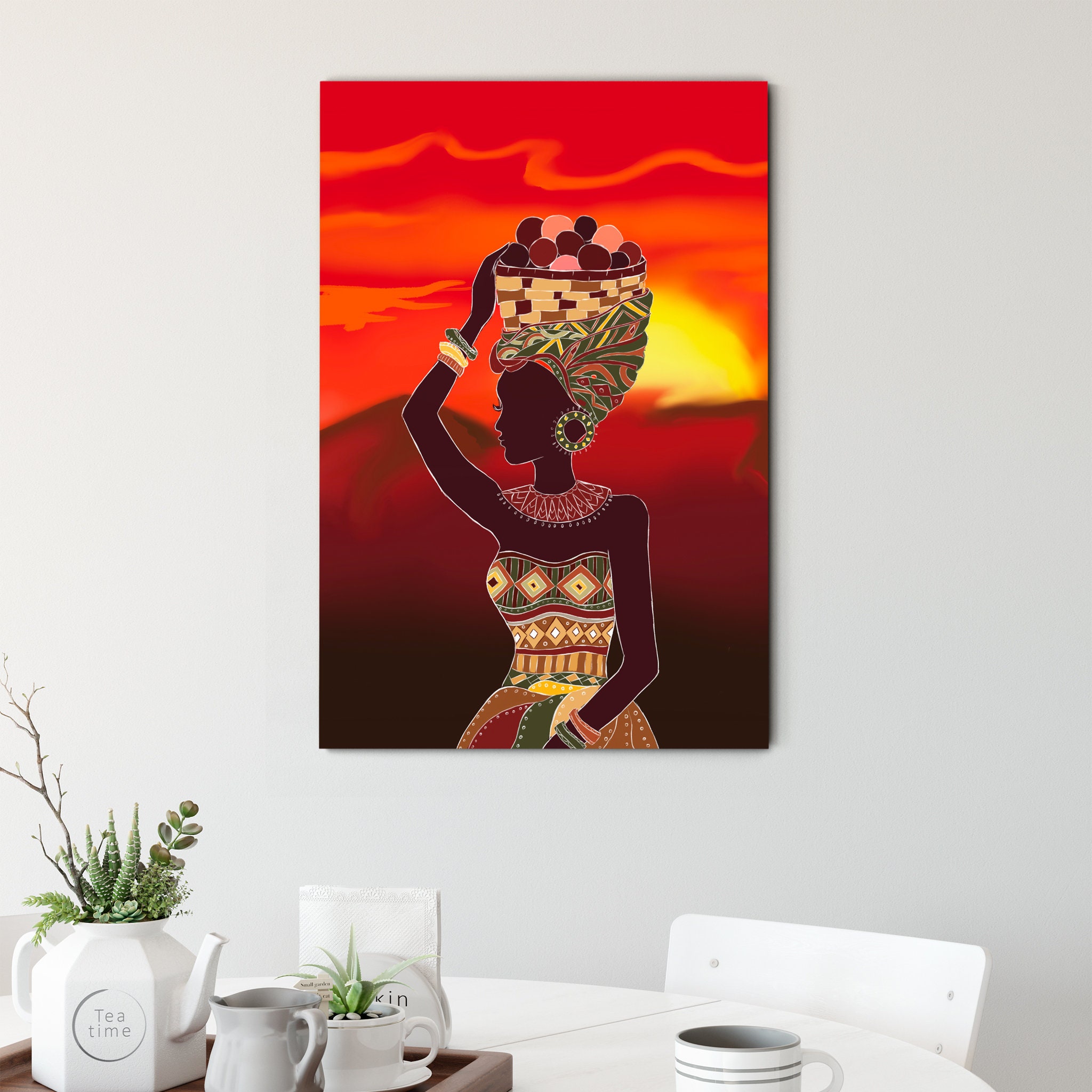 African Woman Painting Wall Art - Art Mural Moderne Féministe Féminin