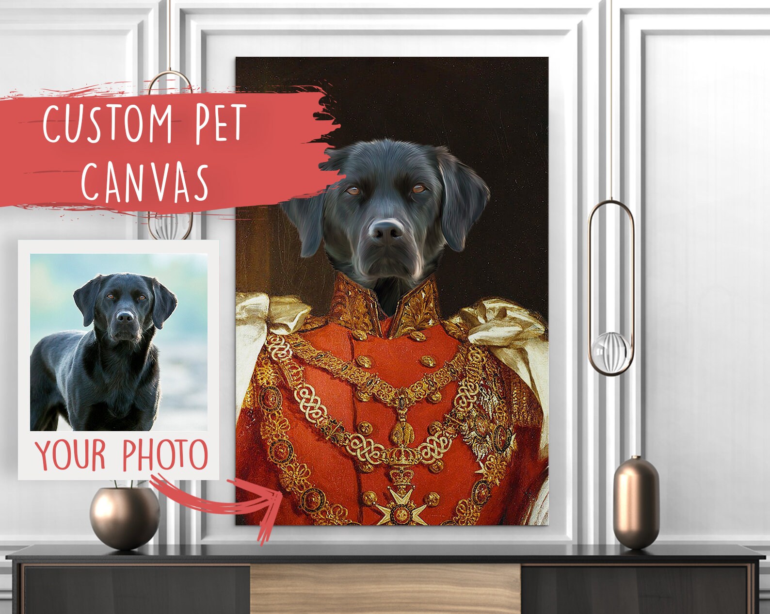 Portrait d'animal de Compagnie Personnalisé, Le Général. Portrait Chien Commission, Portraits d'anim