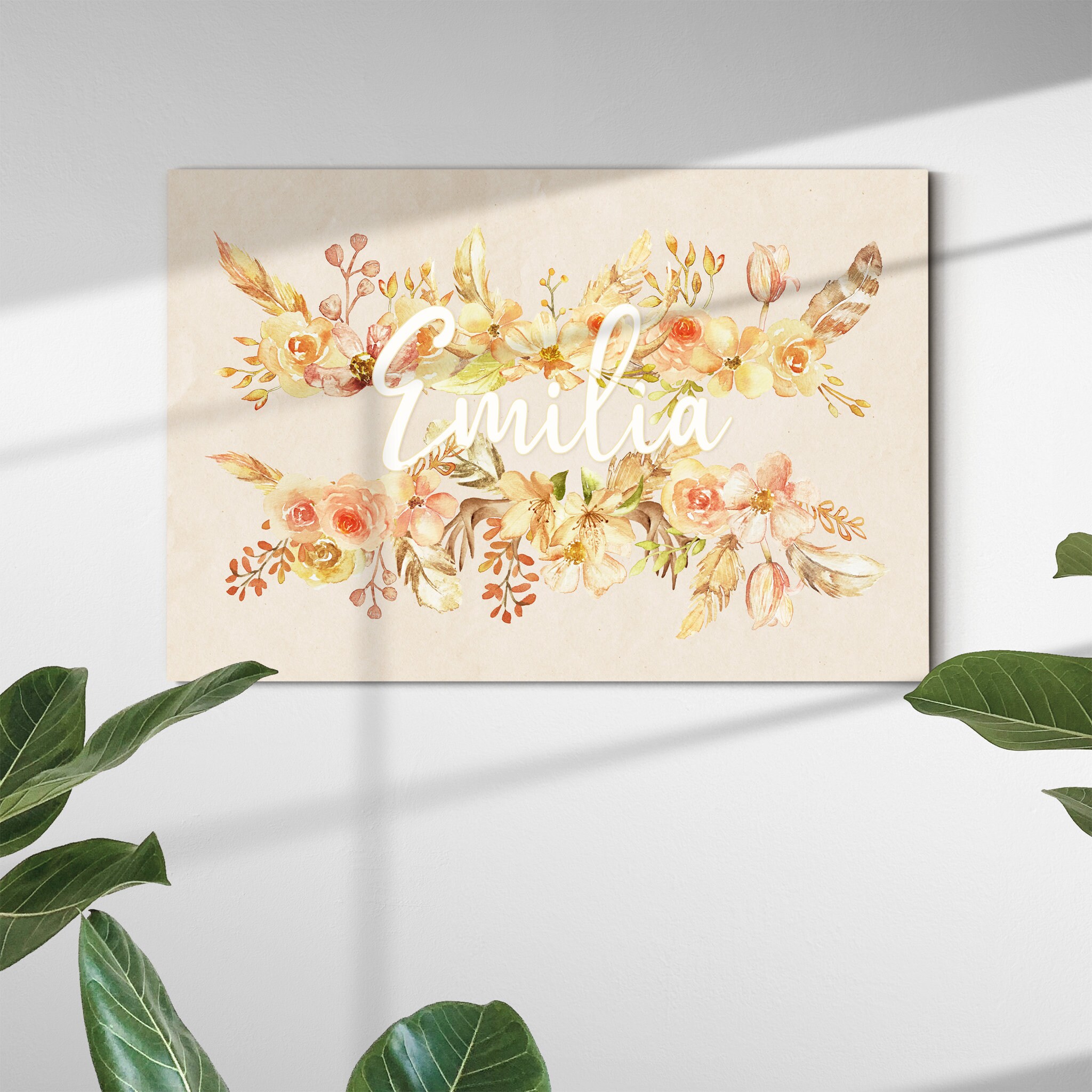 Nom de Famille Floral , Impression sur Toile Collage Familial Personnalisé, Cadeau Photo Personnalis