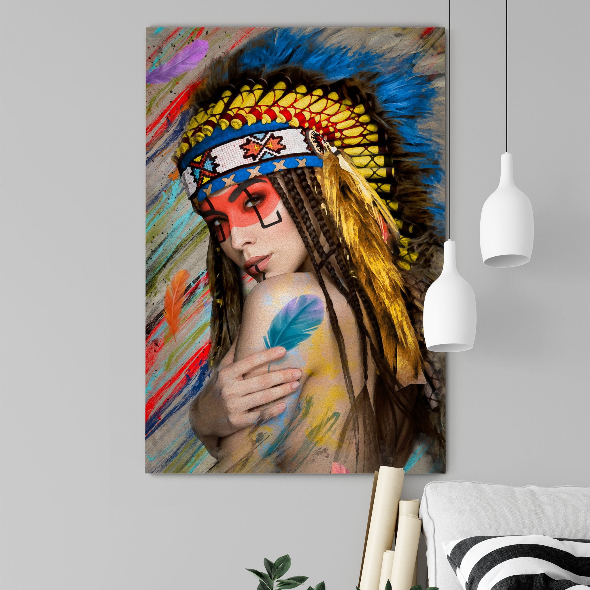 Femme Amérindienne Colorée - Art Mural Des Femmes Africaines Féministe de La Femme Noire