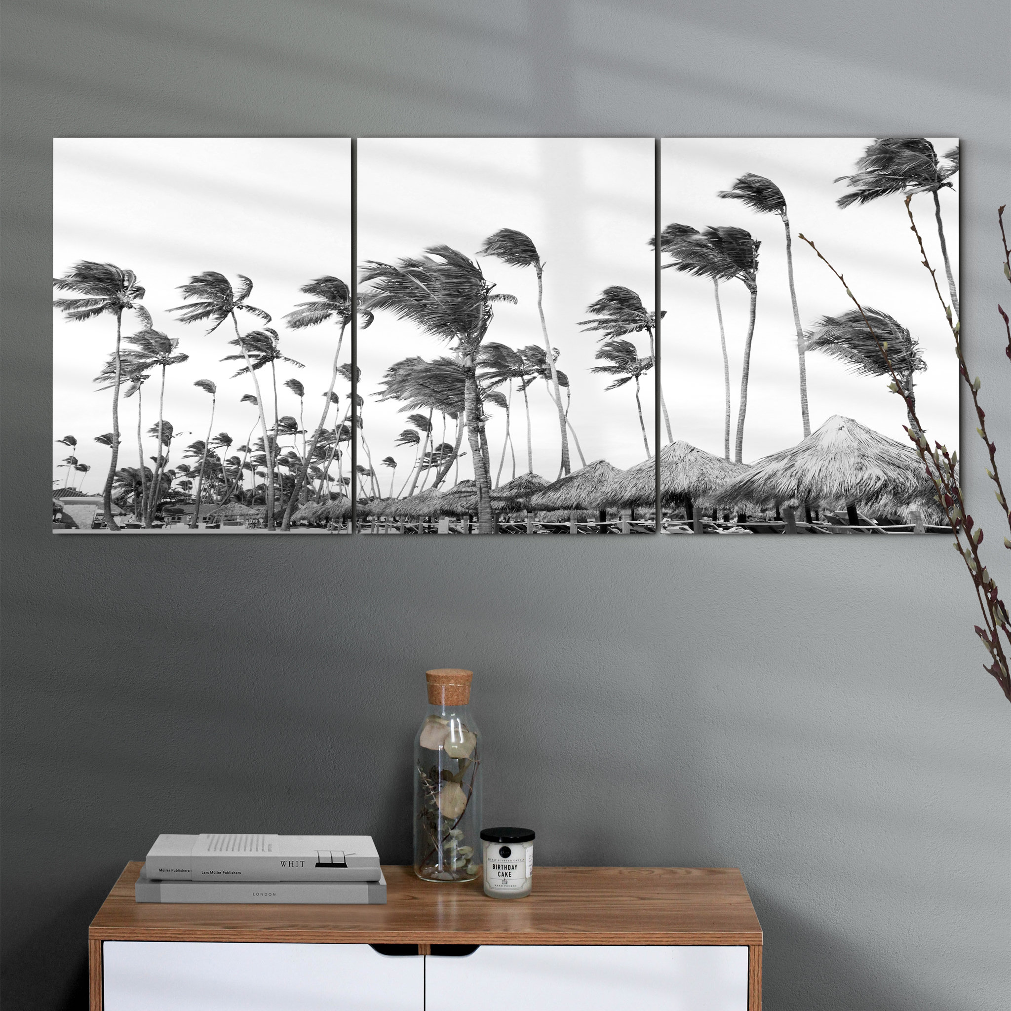 Palmiers Noirs et Blancs - Toile d'art Mural de Palmier Estampes Moderne Grand Art Toile Pour Le Sal