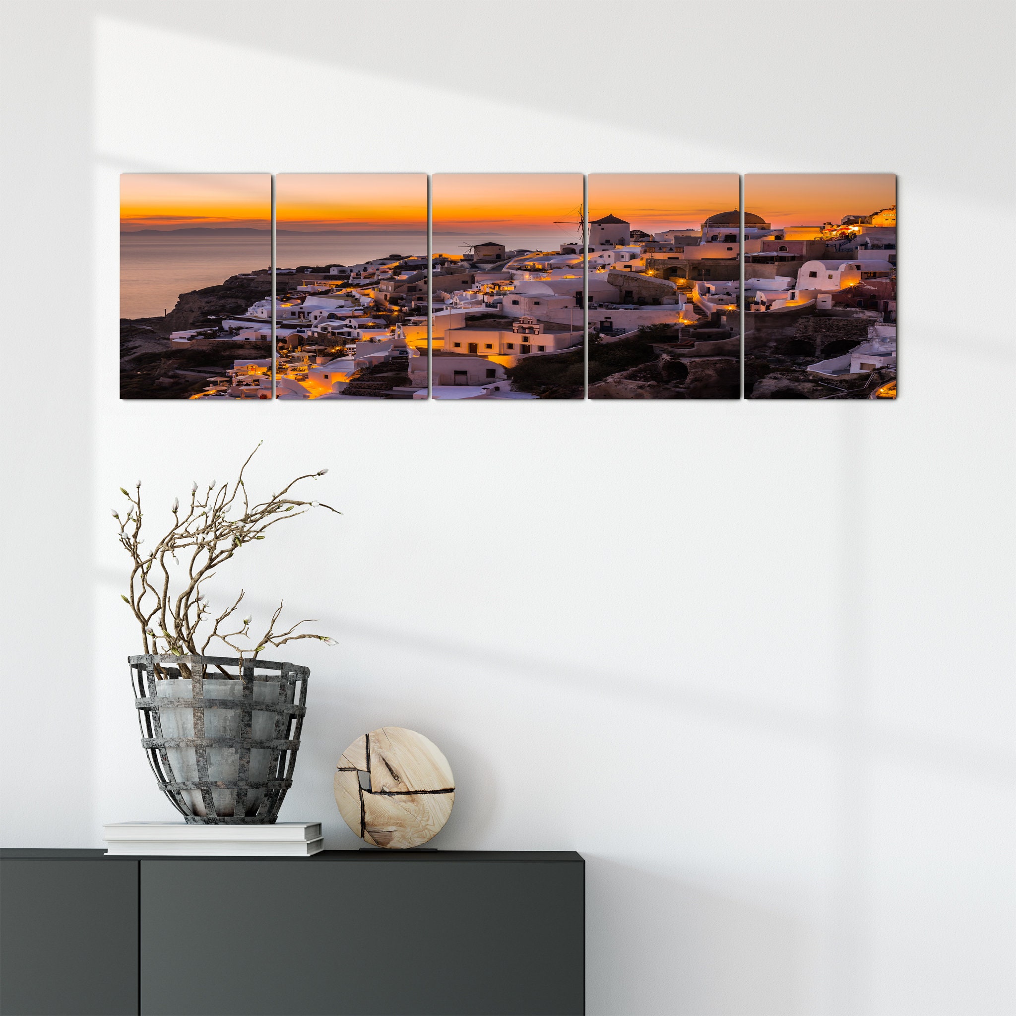 Calispera Santorini Canvas Wall Art - Ville Toile Mural Maisons Photographie