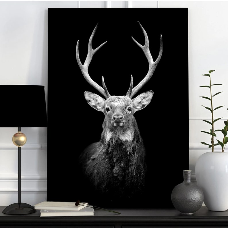 Deer Wall art Canvas Deer wall art & Animal wall art canvas Etsy