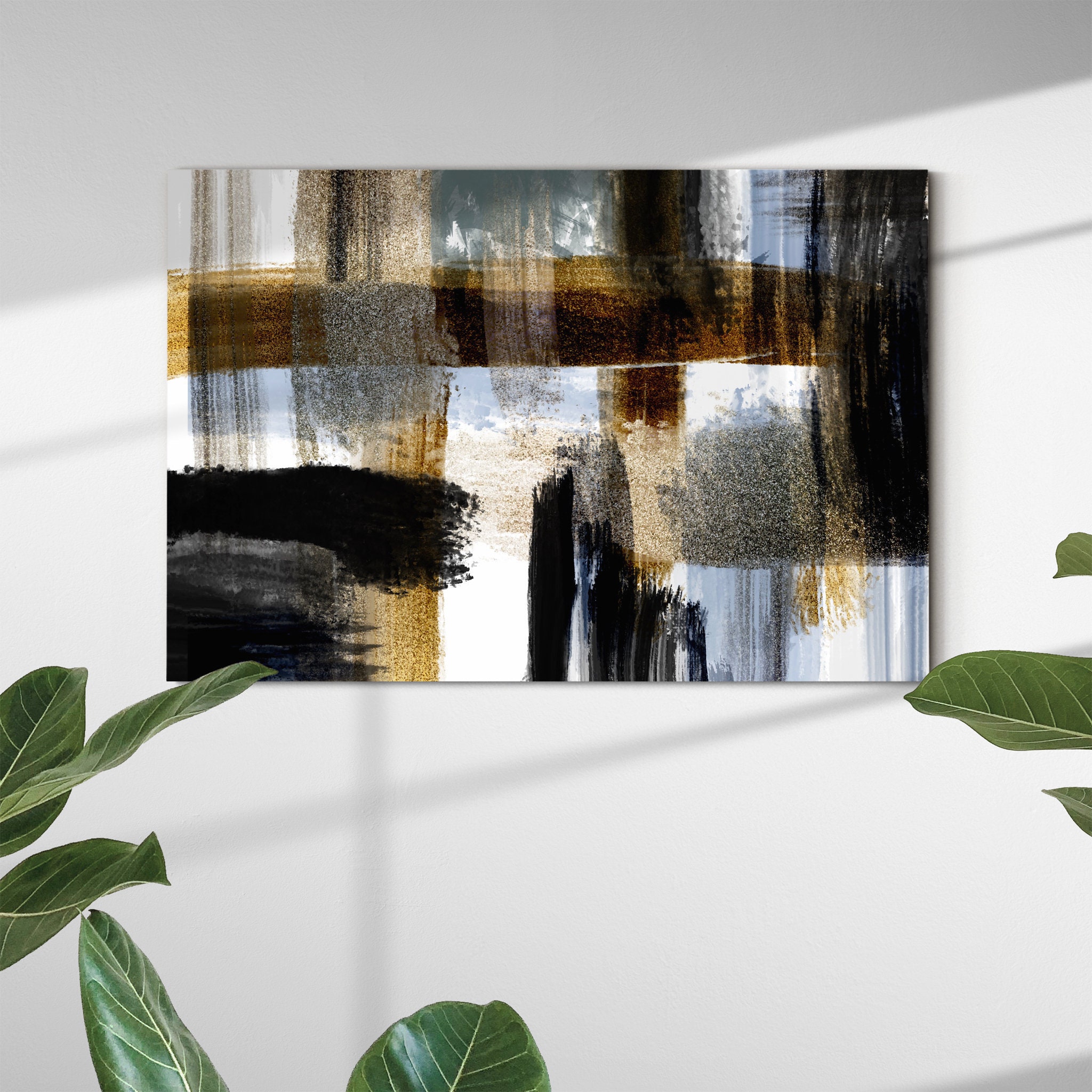 Brosse Terne - Toile Abstraite d'art Mural et Grand Art de Pour Le Salon Estampes Surdimensionnées M