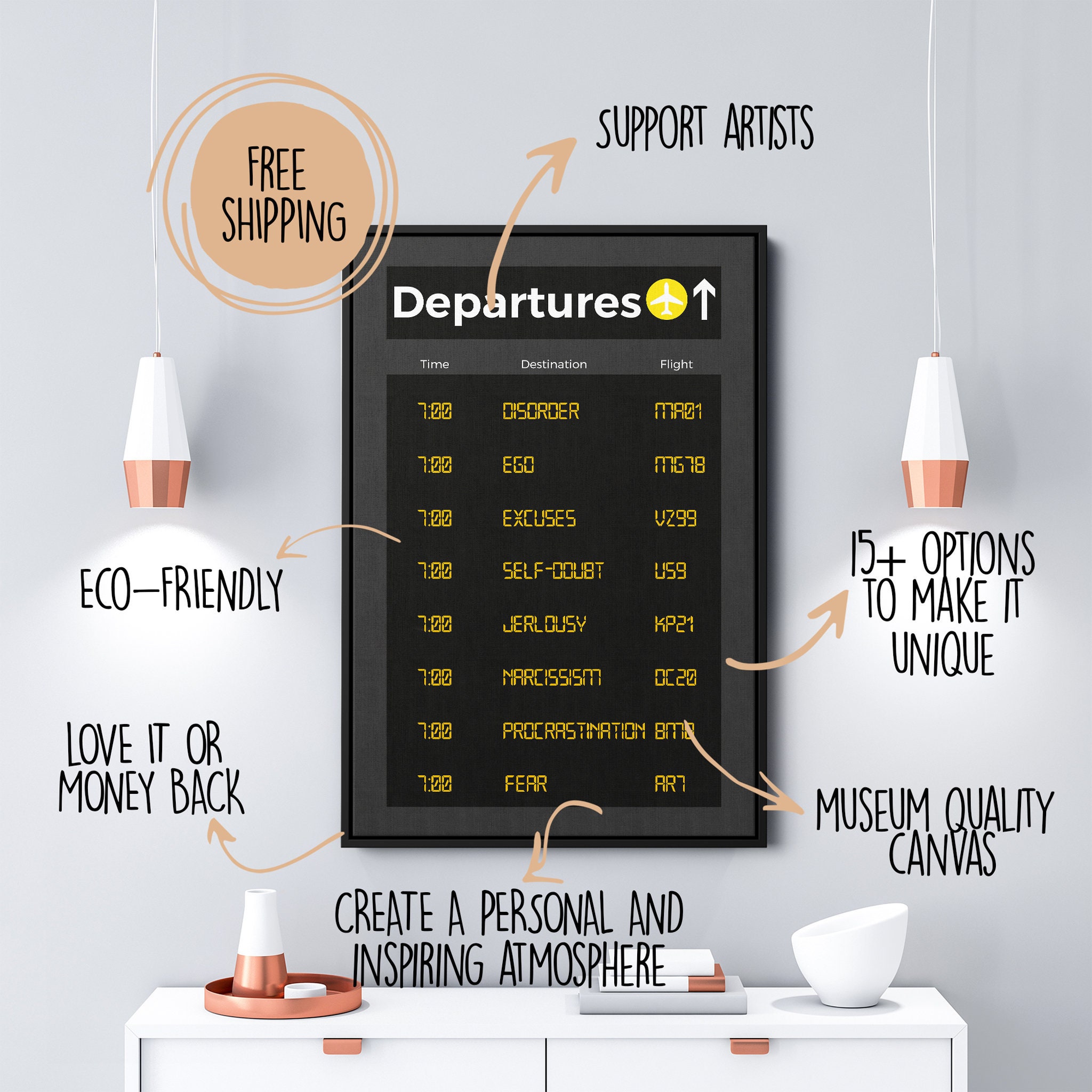 Départ - Art Mural Pour Le Bureau Citations Motivationnelles sur Des Tirages de Toile Cadeau Parfait