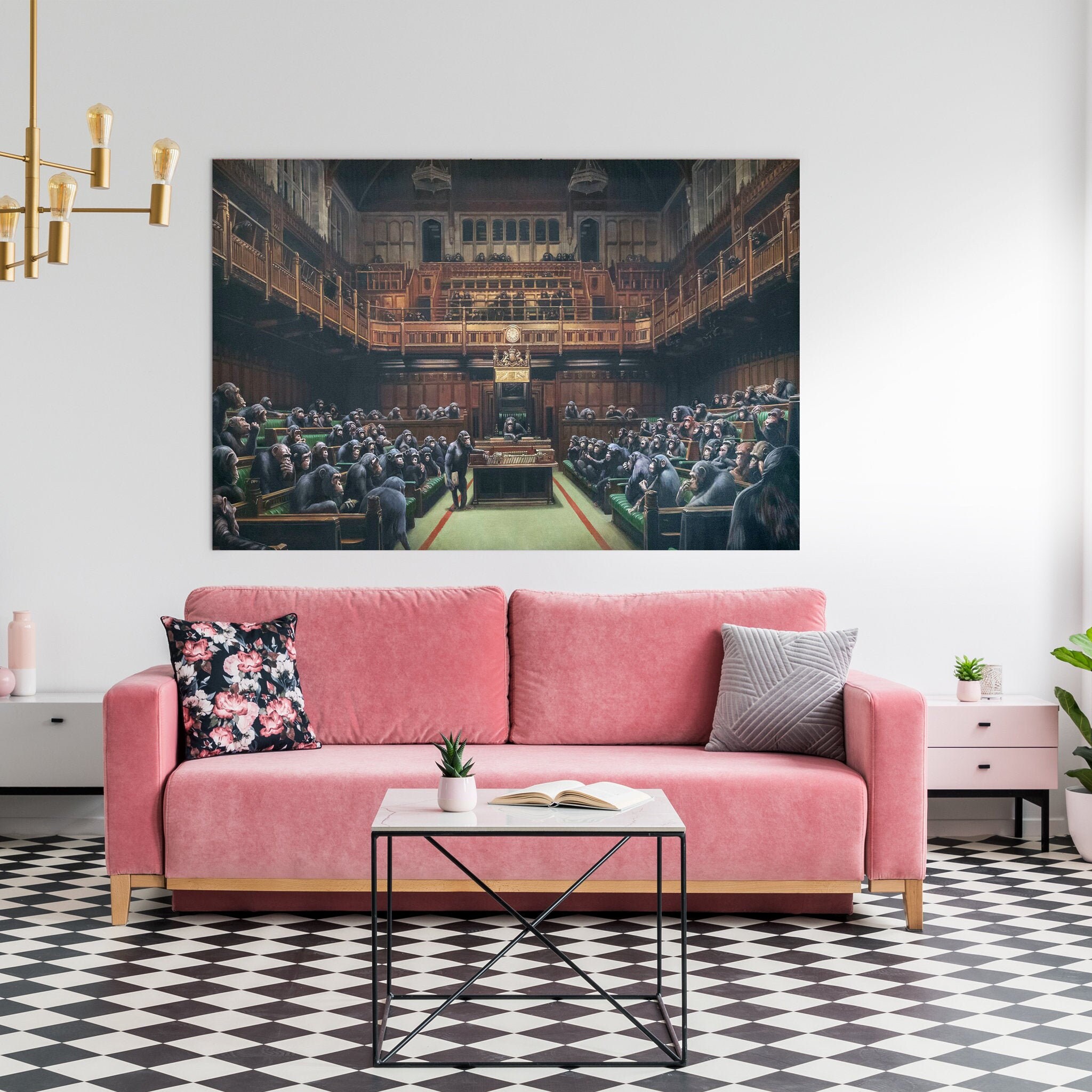 Banksy - Chimps Houses Of Parliament Banksy Devolved Canvas Wall Art