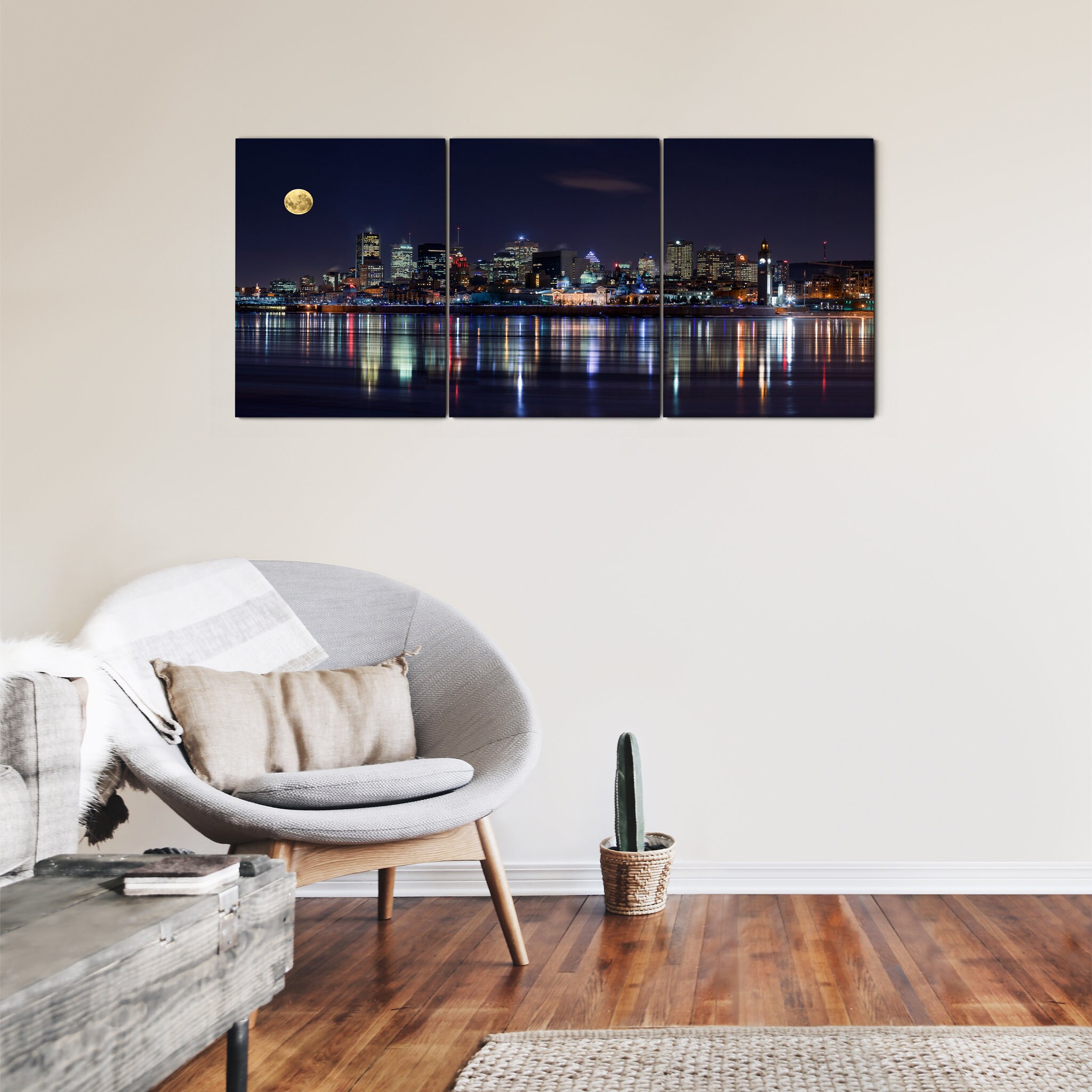 Montreal Night Canvas Wall Art - City Canvas Skyline Canvas