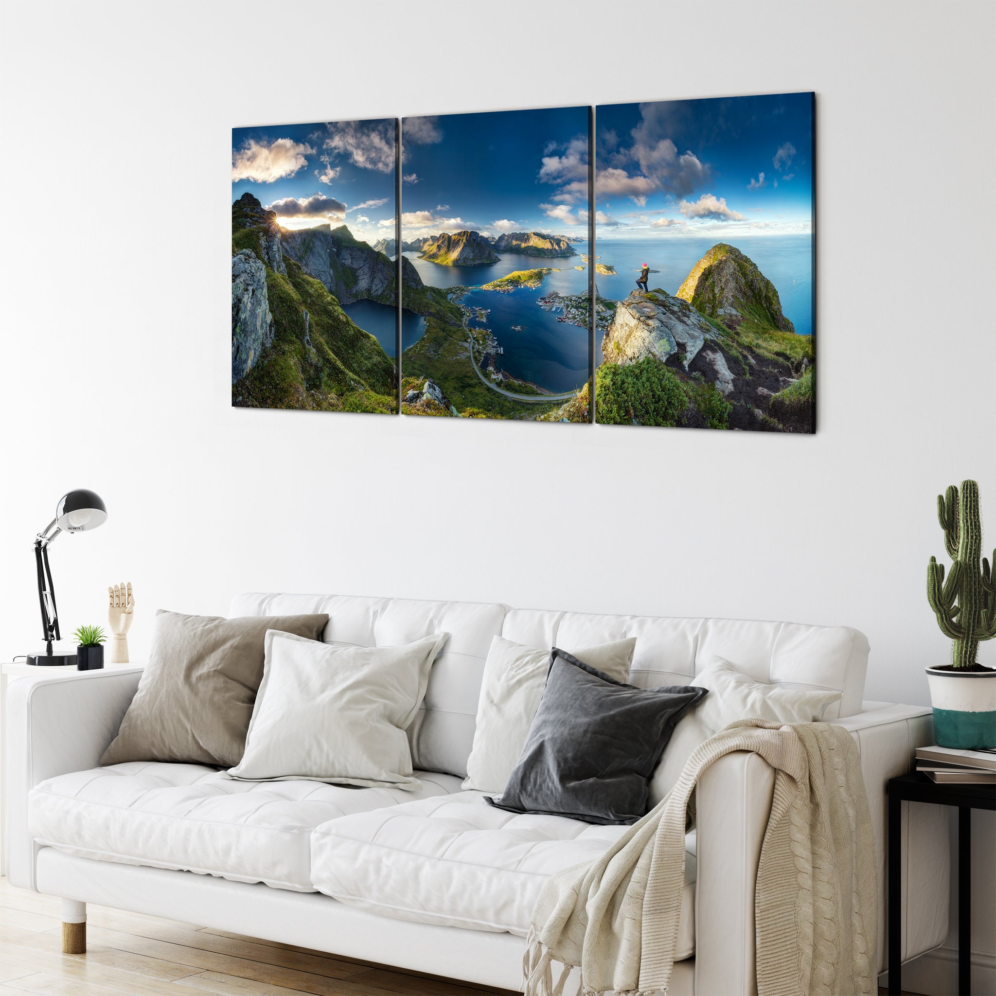 Reinebringen Views Canvas Wall Art - Mountain Cliff Photography