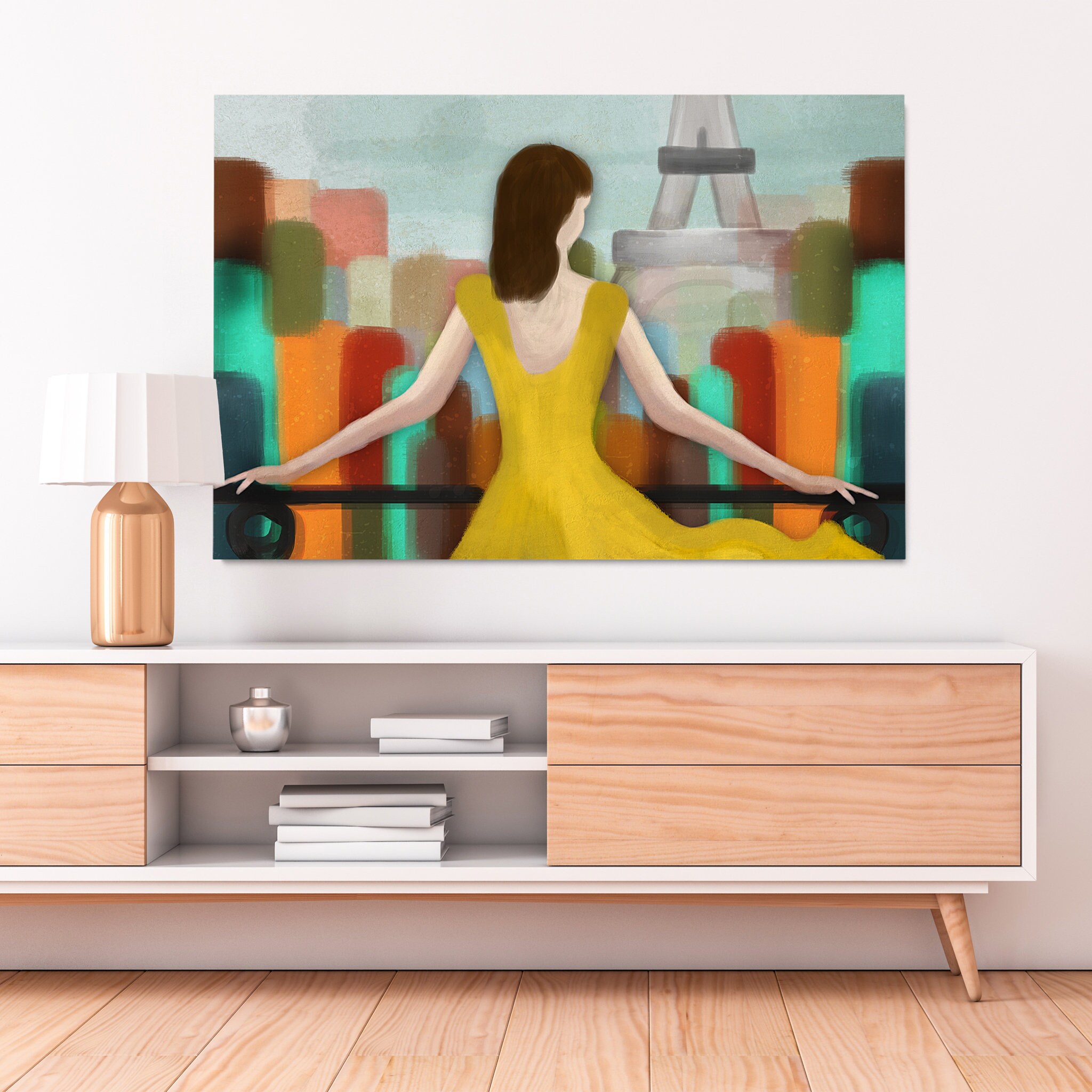 Vue sur Paris Canvas Wall Art, Paris Rooftop View Art Print, Big Bedroom Decor, Gift For Him/Her