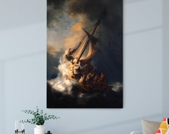 Eliteart-Christ in a Storm on The Sea of Galilee by The Dutch Golden Age Painter Rembrandt Van Rijn Oil Painting Reproduction Giclee Wall Art Canvas Prints-Framed Eliteart-Christ in a Storm on The Sea of Galilee by The Dutch Golden Age Painter Rembrandt Van Rijn Oil Painting Reproduction Giclee Wall Art Canvas Prints-Framed