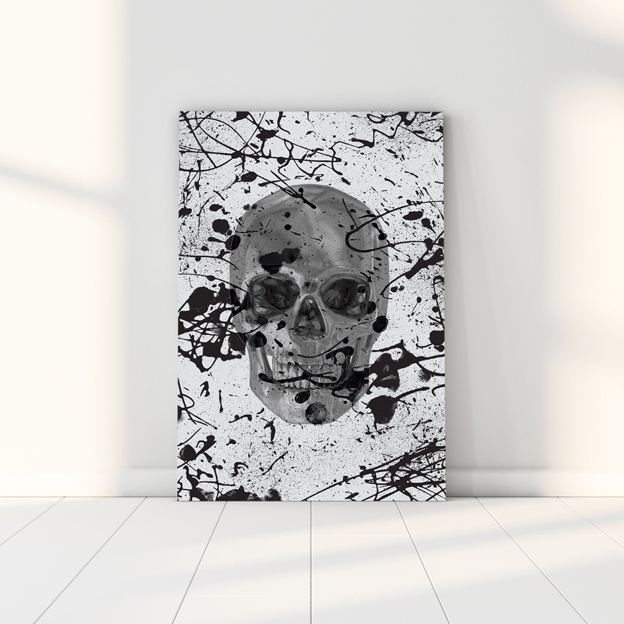 White Skull Wall Art Canvas | Impression d'art de Mur Luxe, Suspendu Pour Le Bureau, Salon ou Magasi