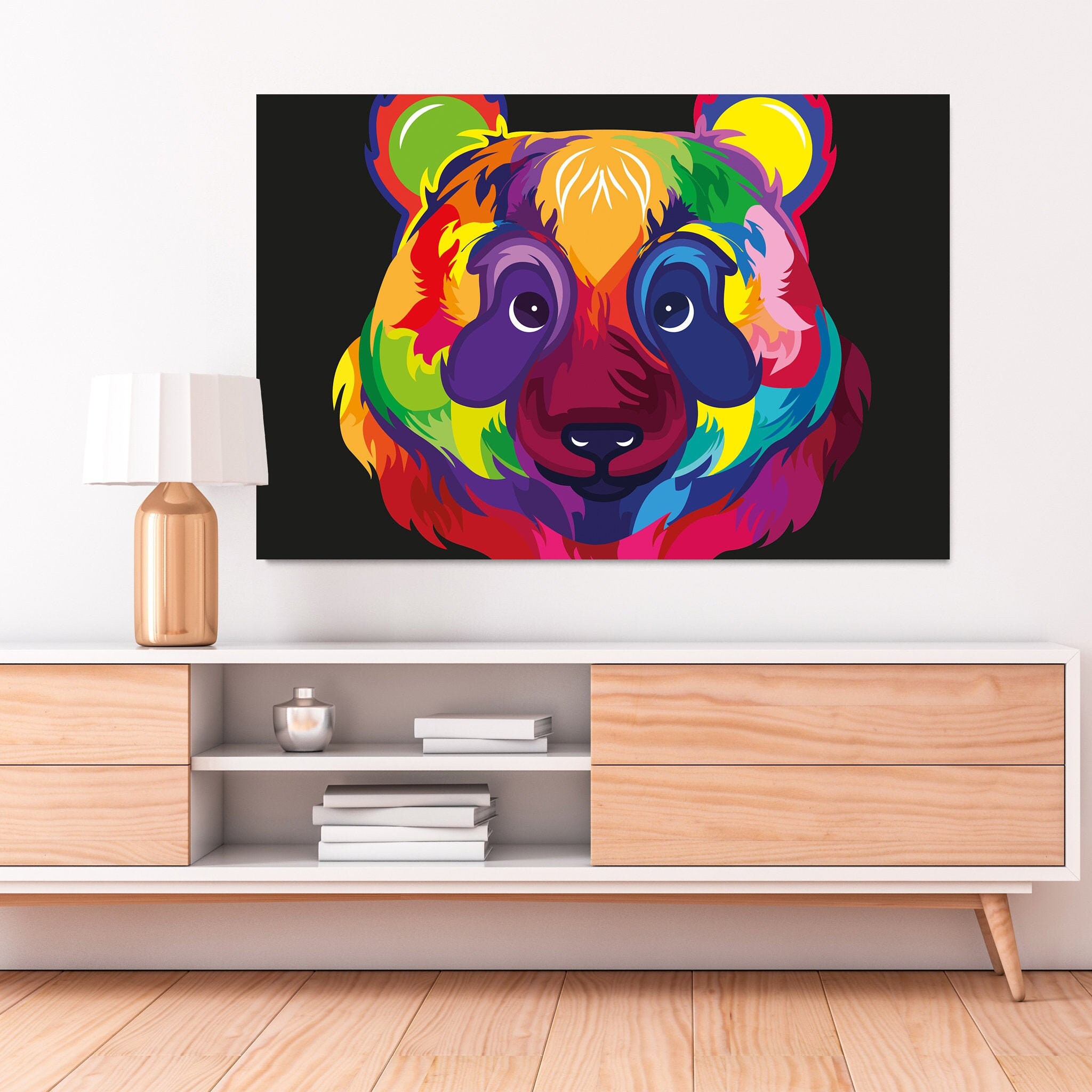 Résumé Giant Pandacolorful Art Mur Animal - Impression de Toile Prêt à Accrocher Pour Le Salon ou Bu