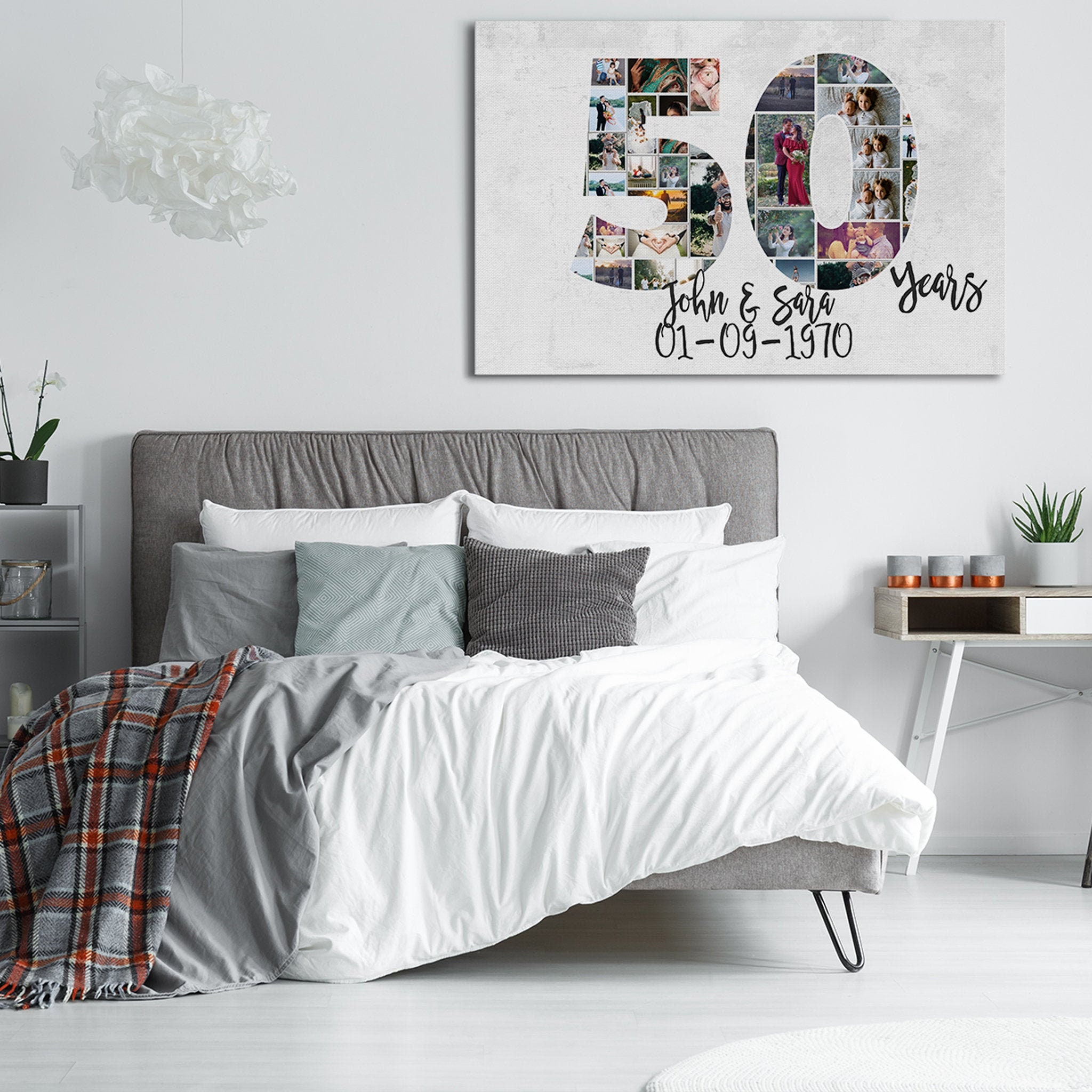 Cadeau Du 50E Anniversaire Collage Personnalisé Photo - Toile Personnalisée Wall Art Cadeau d'annive