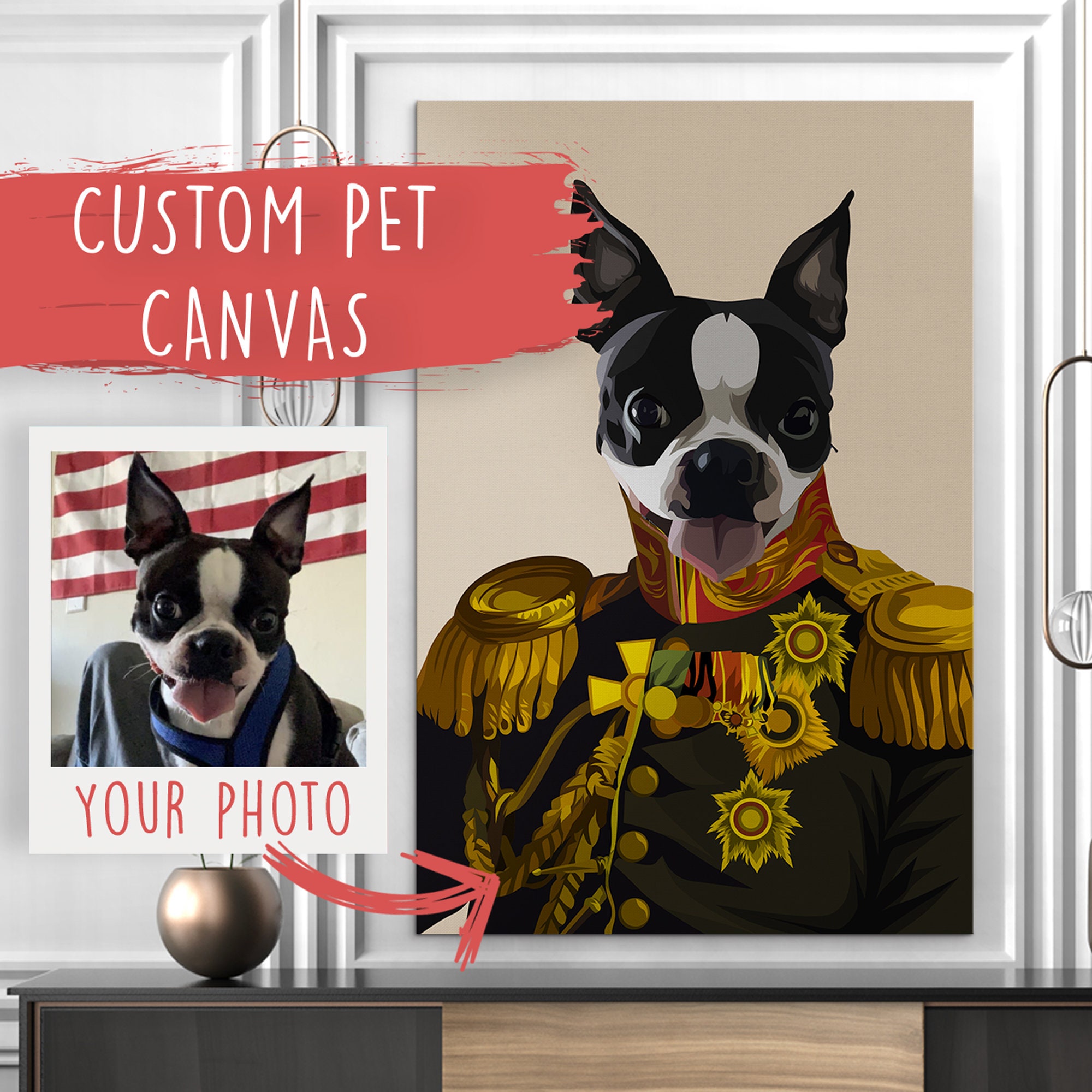 Portrait d'animal de Compagnie Personnalisé, L'ancien Combattant. Portrait Chien Commission, Portrai