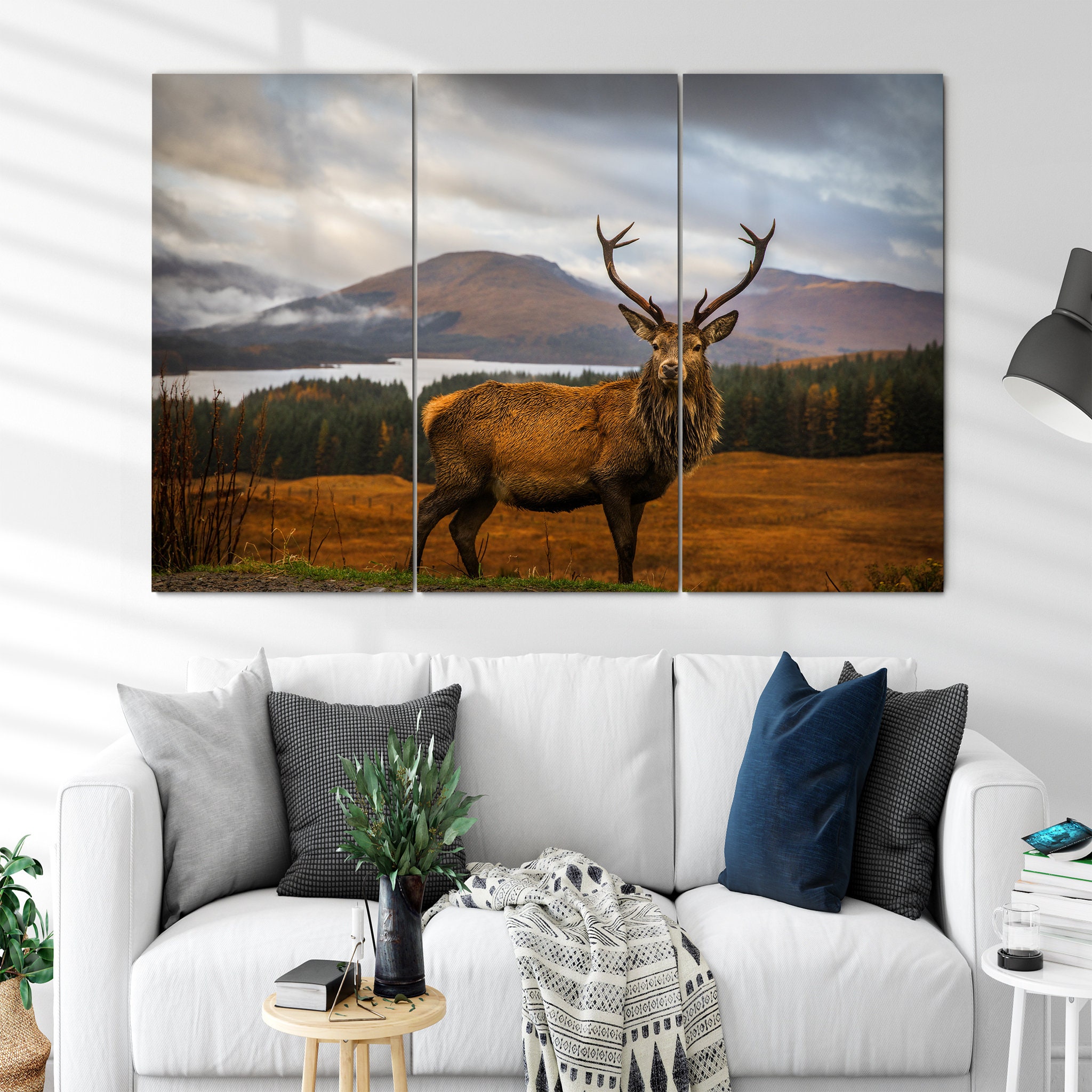 Scottish Stag Canvas Art Mural - de Cerf Animalier
