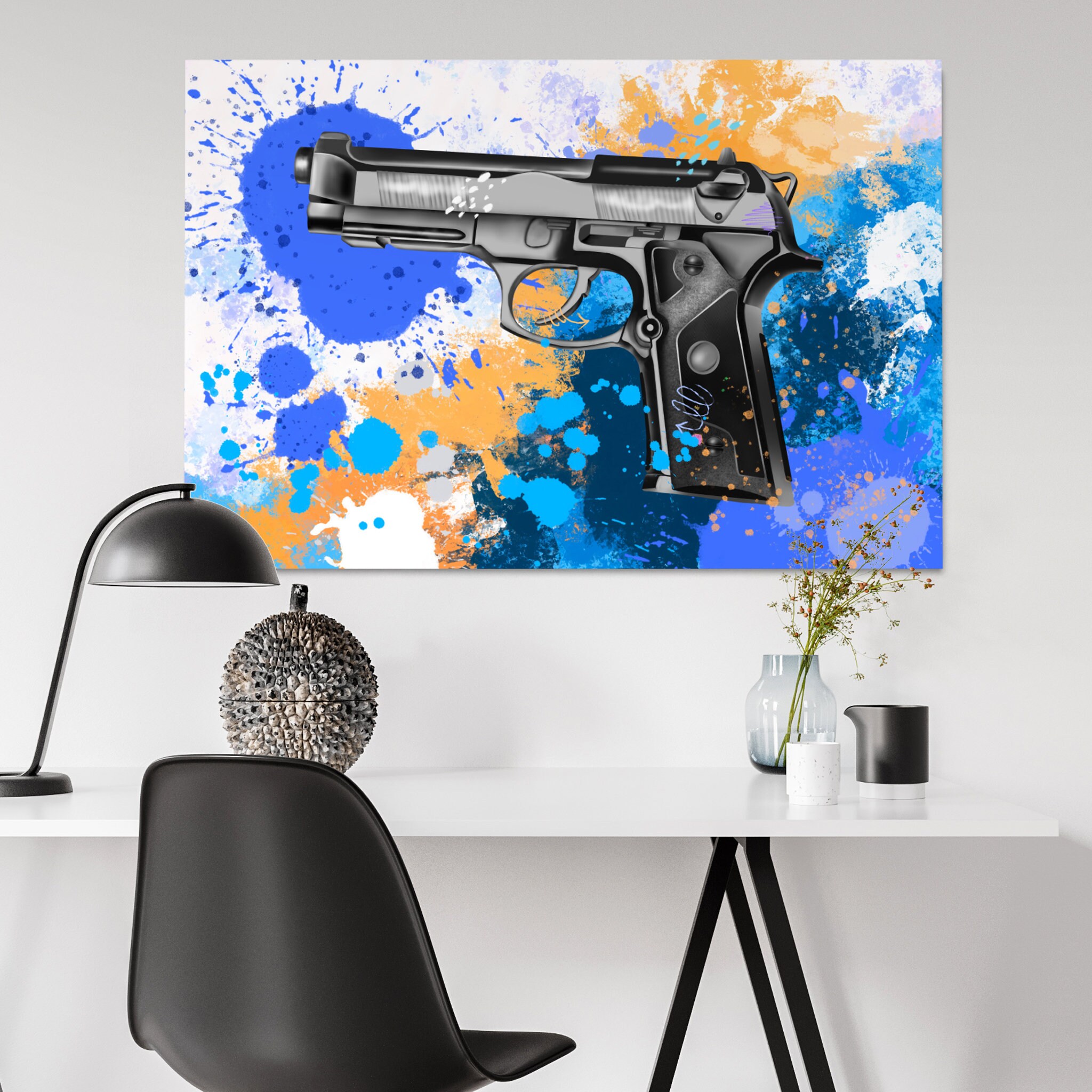 Gun Pop Art Modern wall art Gun art abstract wall art Etsy