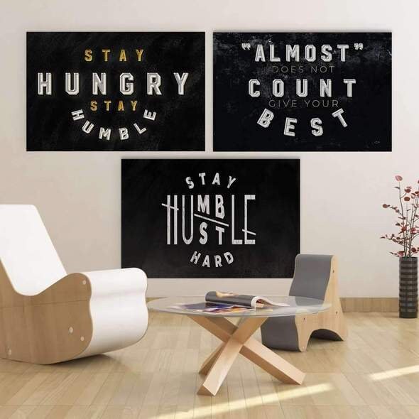 3 Pièces Motivational Canvas avec Des Faisceaux de Citations - Inspirantes, en Toile d'art Mural et 