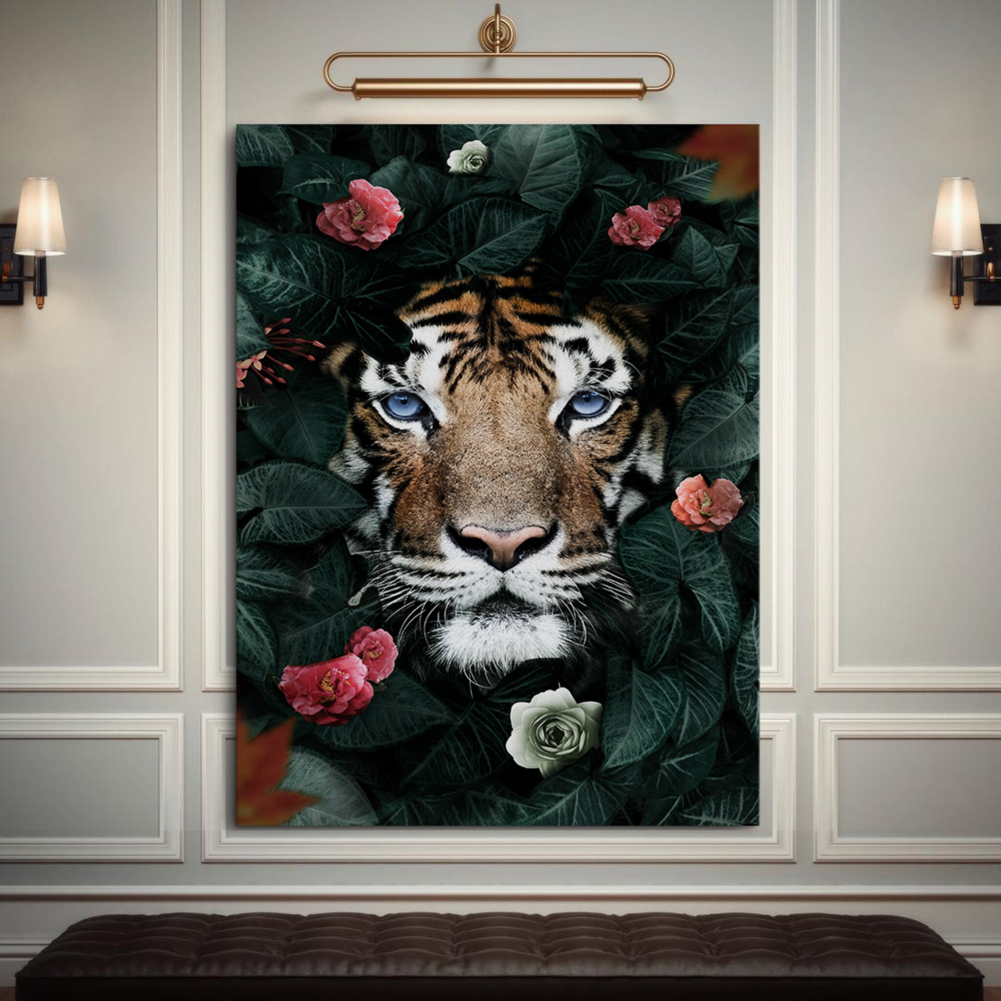 Art Moderne de Tigre, Impression Toile Jungle, Peinture Abstraite Décor Tropical Coloré, Art Animal 