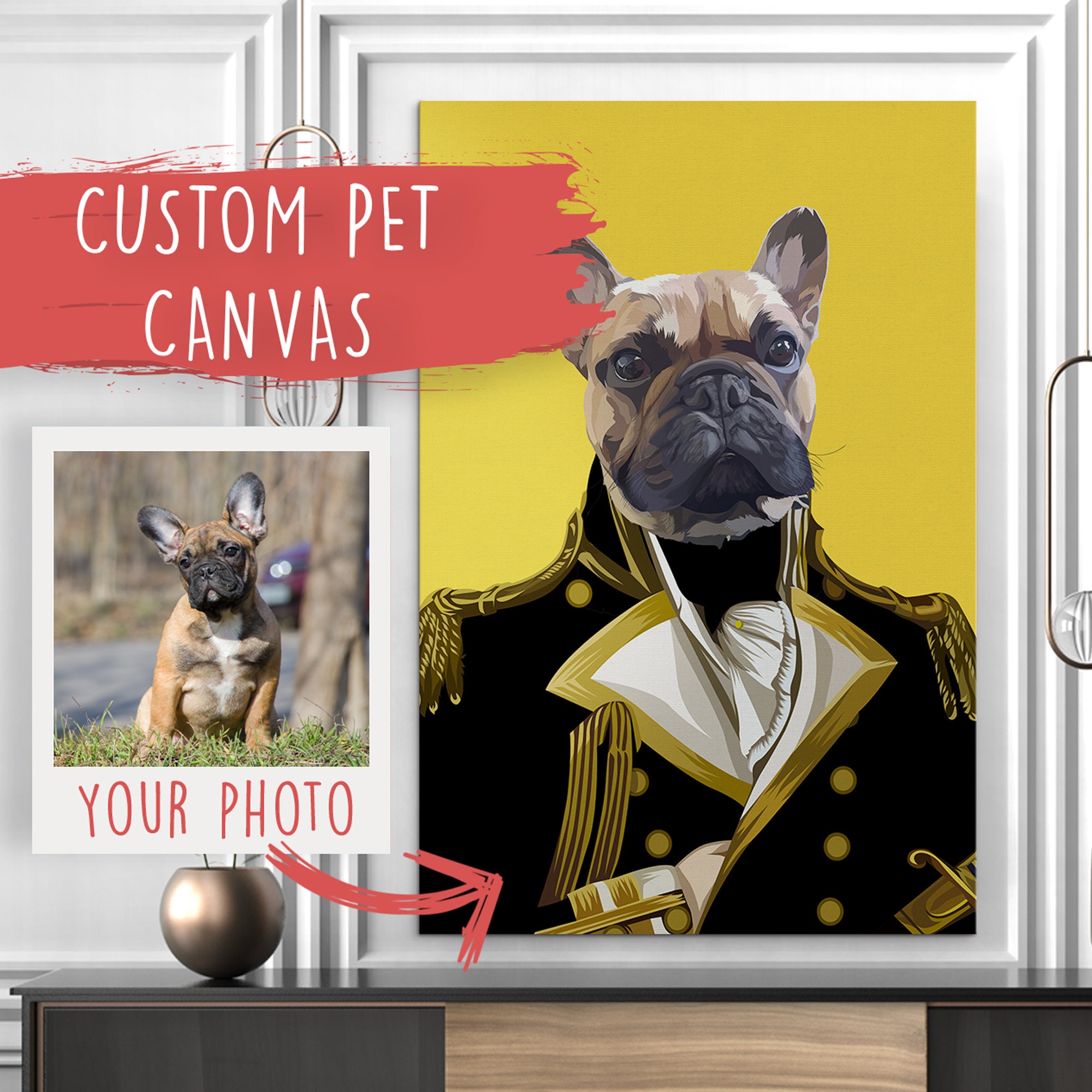 Portrait d'animal de Compagnie Personnalisé, Le Sergent. Portrait Chien Commission, Portraits d'anim