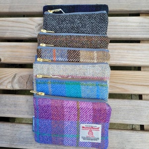 Handgefertigte Harris Tweed Geldbörse in einer Auswahl von Tweeds, schottische Geschenk, Kopfhörerbeutel, Hunde Leckerli Geldbeutel, Handtaschenorganisator, 6 mal 4 Zoll